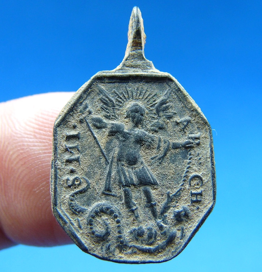 AWESOME 17TH CENTURY ST MICHAEL ARCHANGEL SLAYING THE DRAGON OUR LADY OF CARMEN