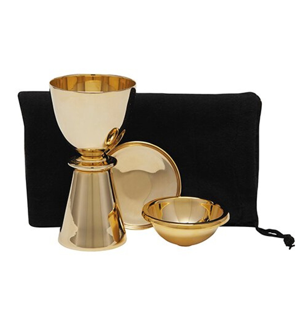 Chalice Travel Set, 5″ High Brass Chalice with Bowl and Lid, (Plus Carrying Bag)