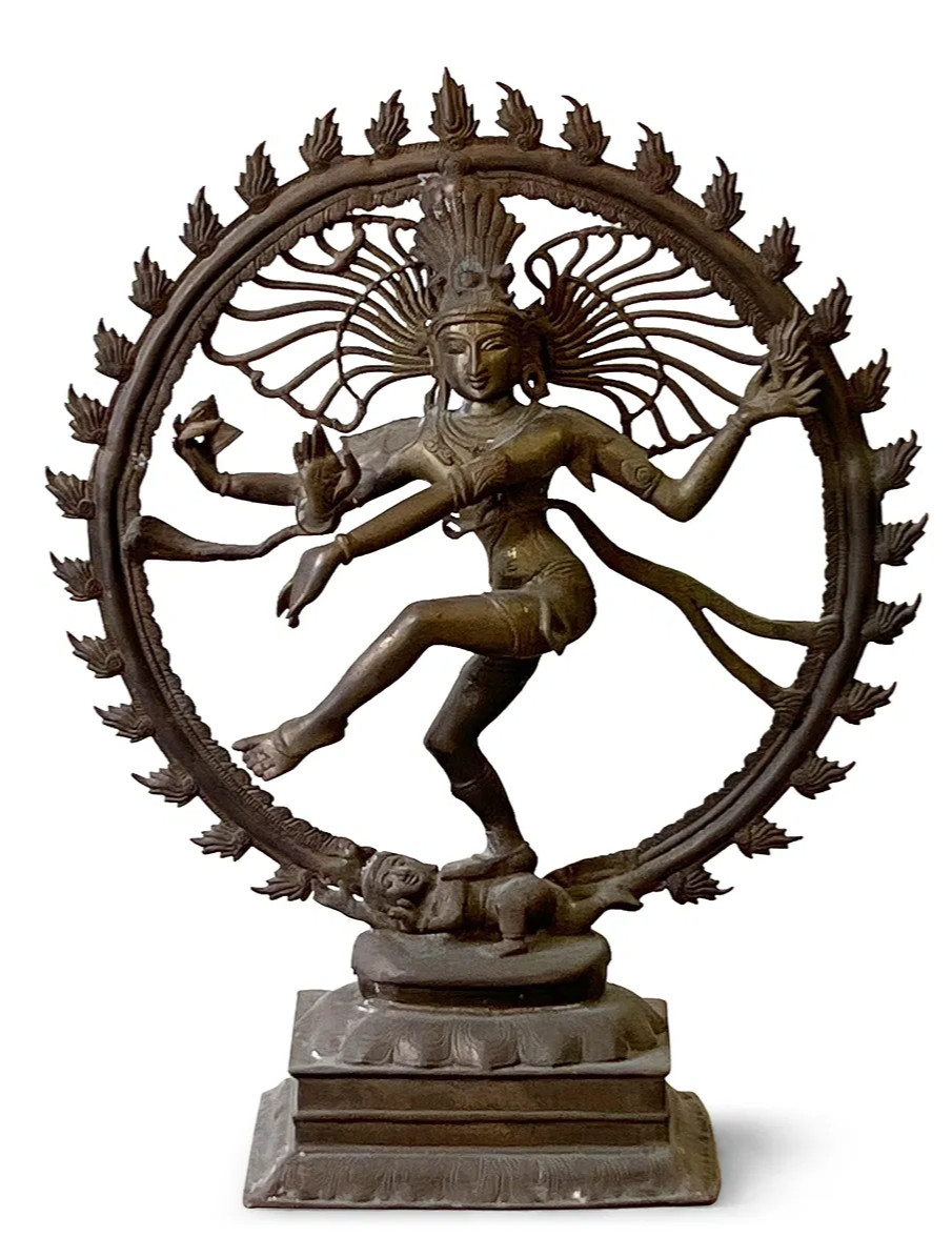 Shiva Nataraja Indian Chola Style Bronze Metal Antique Large Heavy Vintage