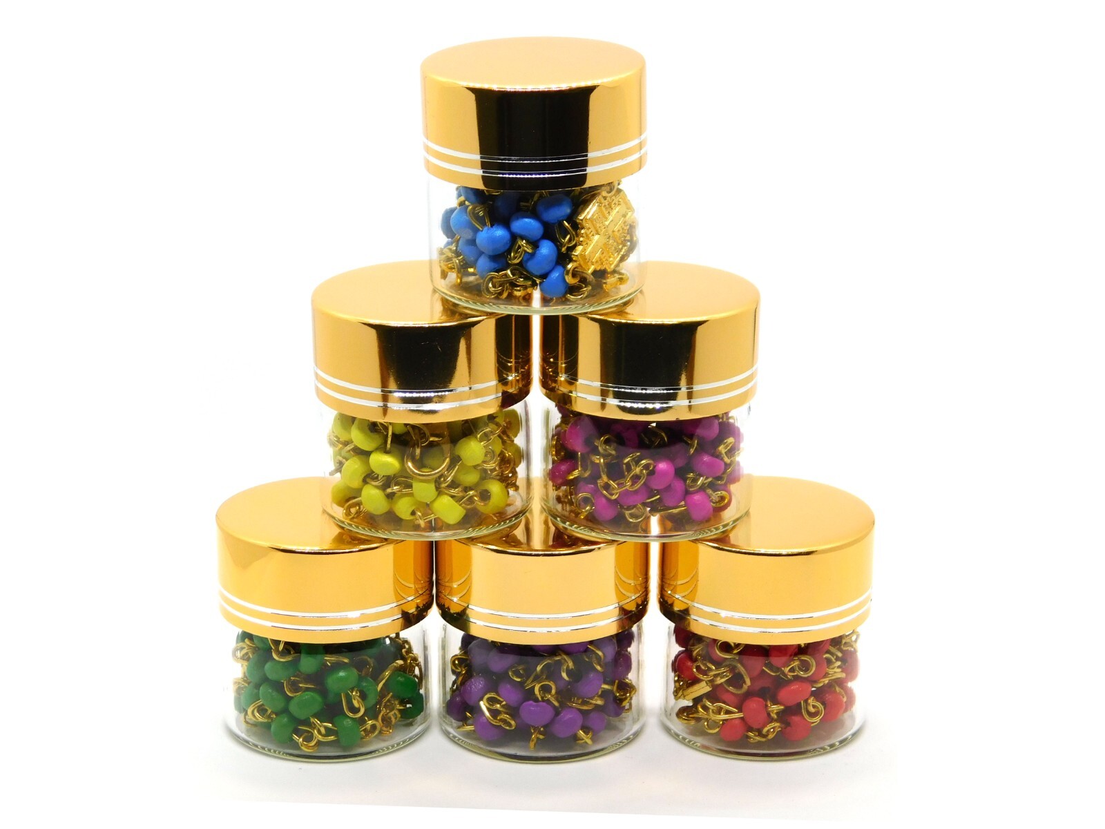 Set of 6 Pcs Rosaries In Bottles Mixed Colors Holy Land Jerusalem Israel