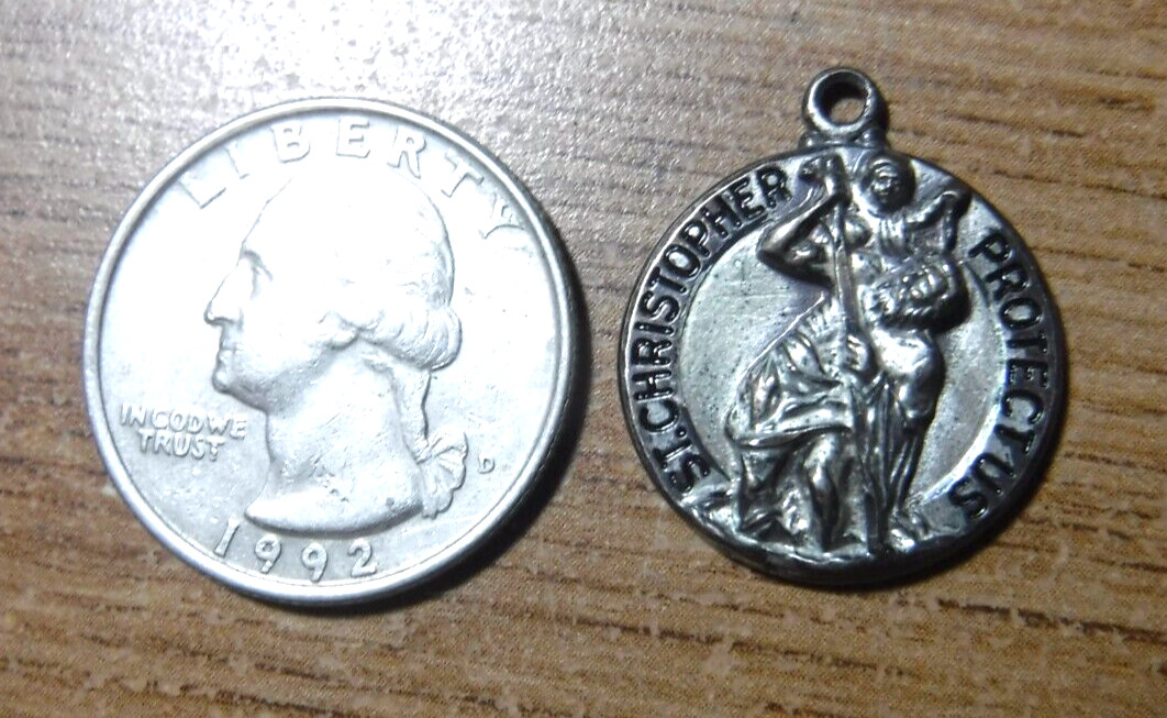 Vintage Sterling Silver Saint Christopher Catholic Medal #275