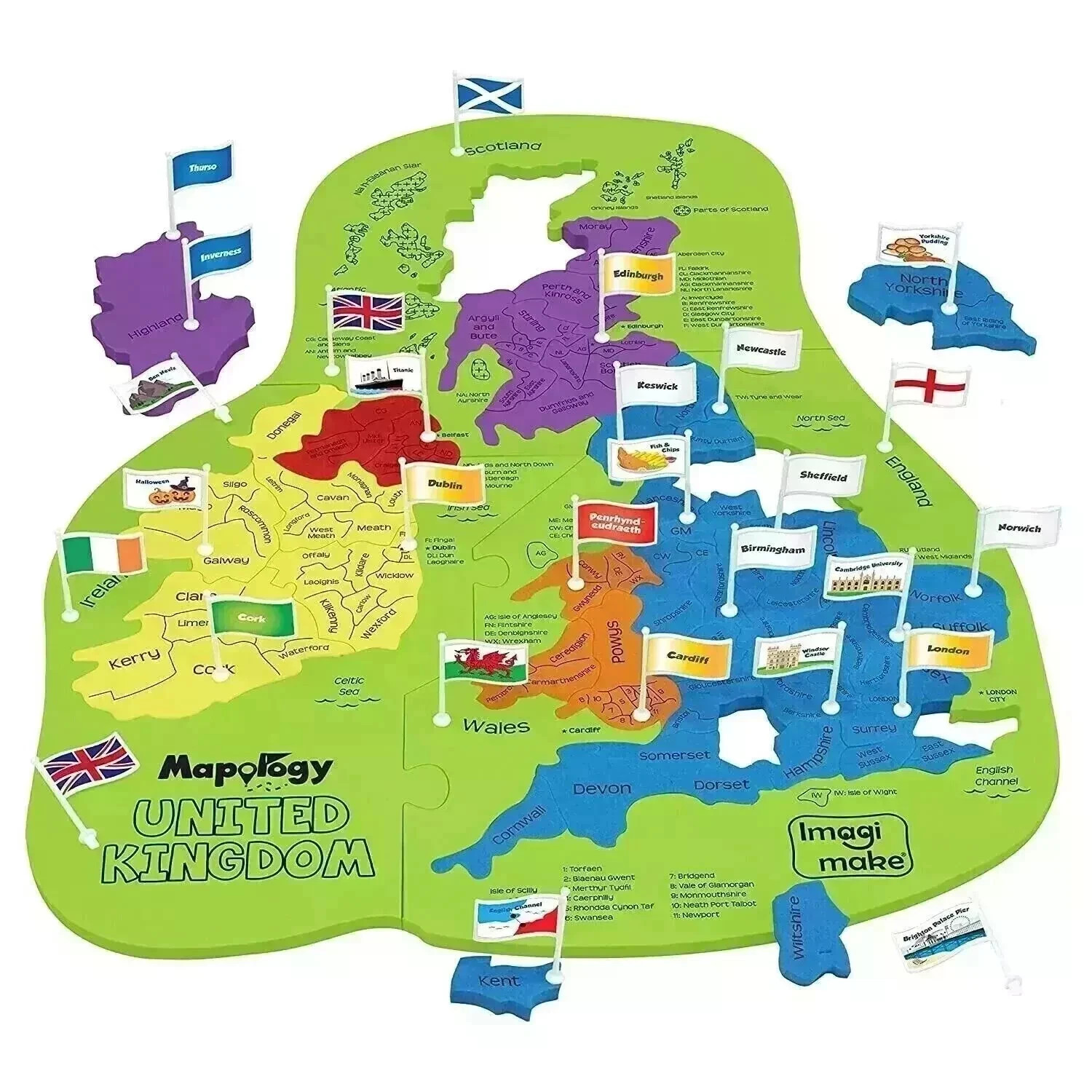 Mapology United Kingdom, County Shaped Puzzle Pieces, Educational Toy Age 5 Year