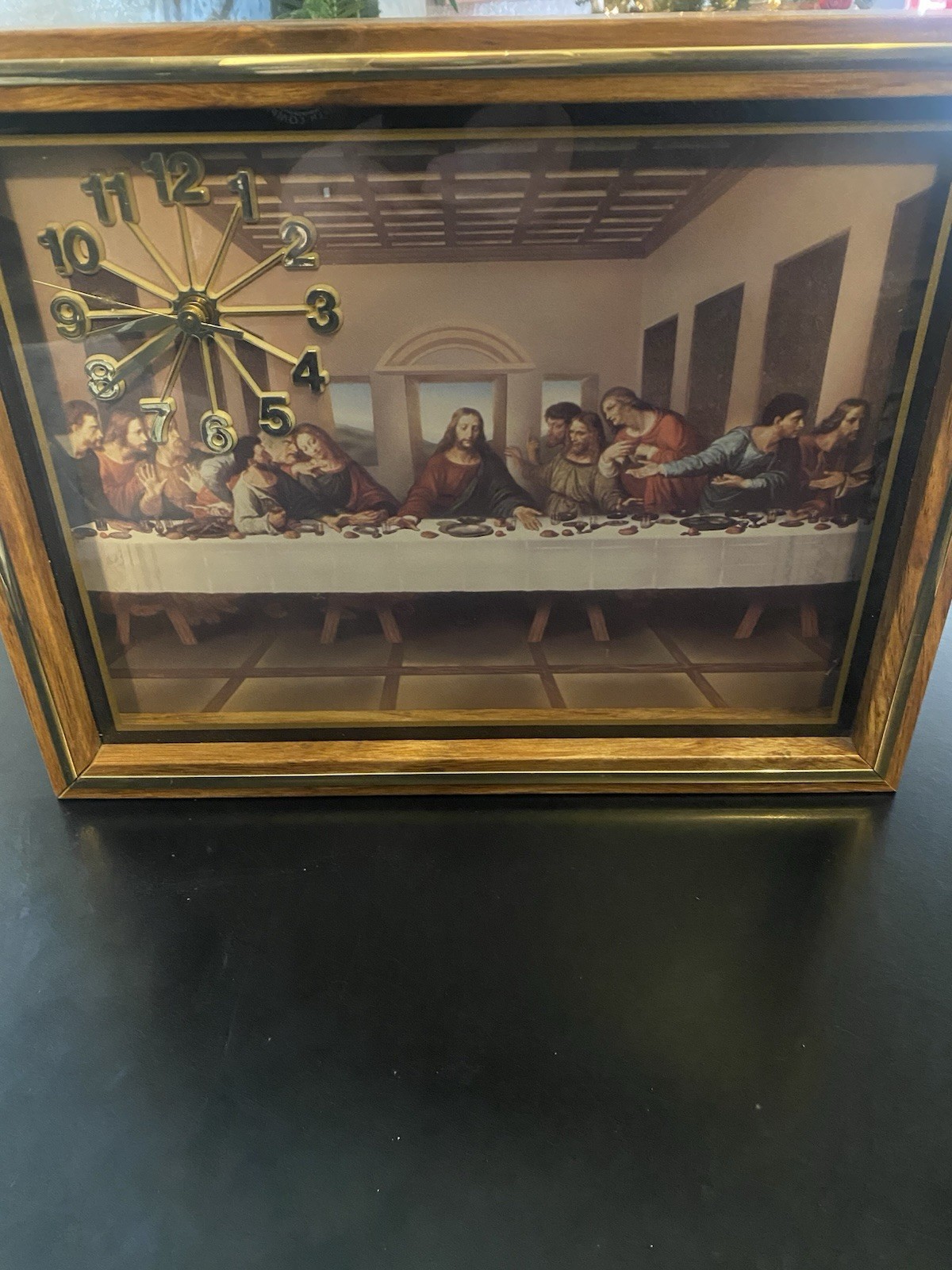 Jesus Christ and The 12 Apostles Last Supper Picture Clock 11 X 14 Works Vintage