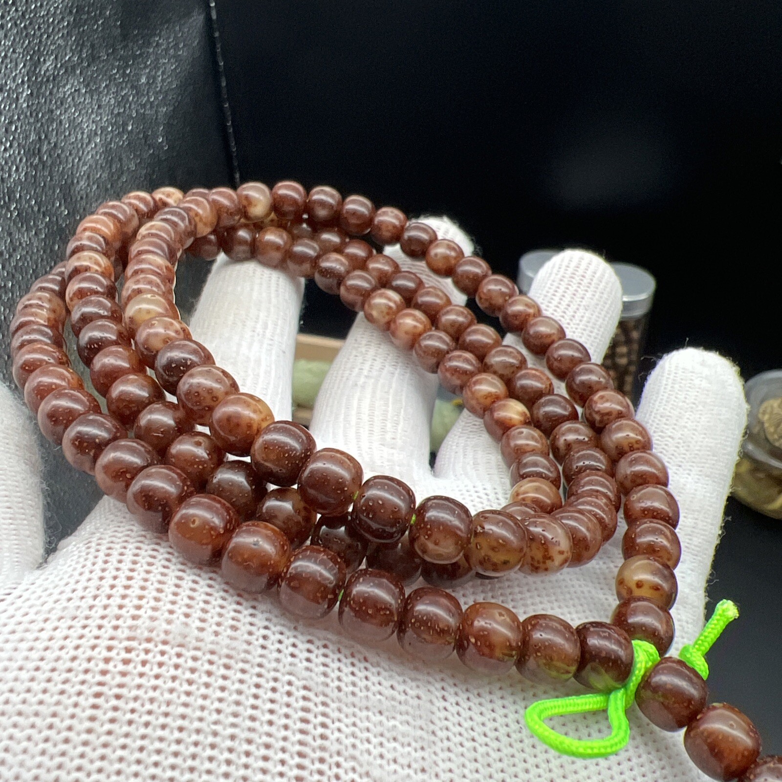 8×7mm Star & Moon Bodhi Pink Jelly Beads Bracelet 原生态粉皮果冻玉化星月菩提手串