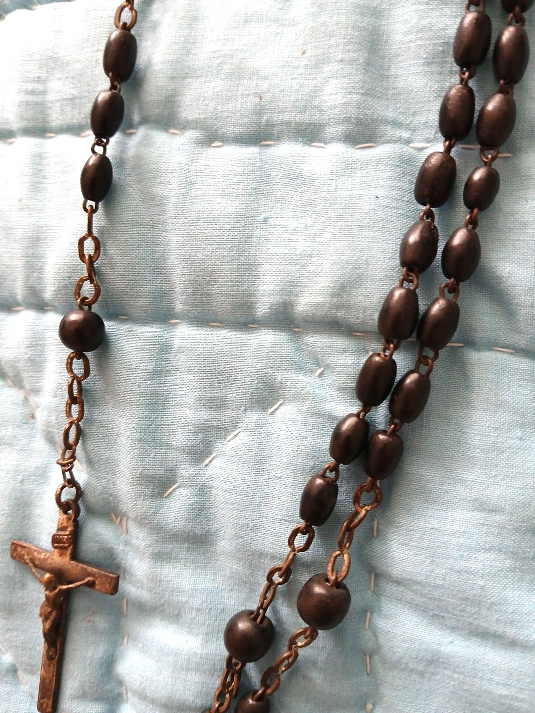 Antique Adult Mourning Rosary Black 1920s / 20.5″