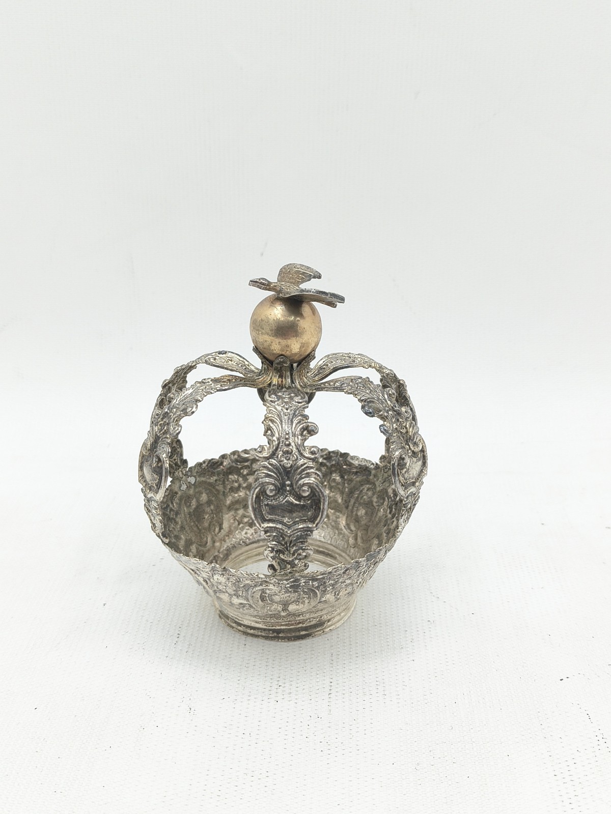 Antique Portuguese Silver Spirit Santo Holy Spirit Crown 3.5″