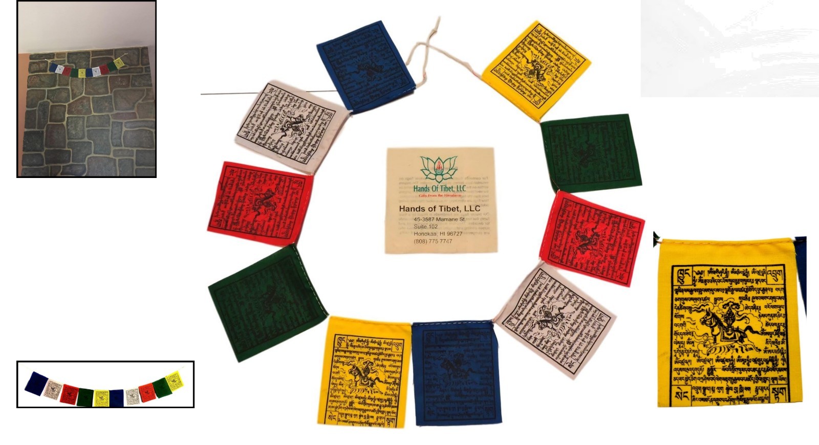 Traditional Tibetan Prayer Flags – Mini Wind Horse Set of 10 in Vibrant Colors