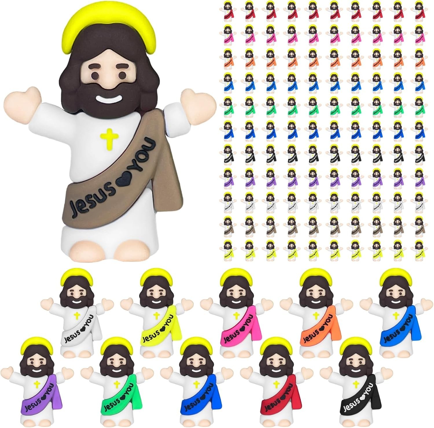 110 Pack Little Jesus Figures Loves You, Tiny Mini Jesus Figurines in Bulk NEW.