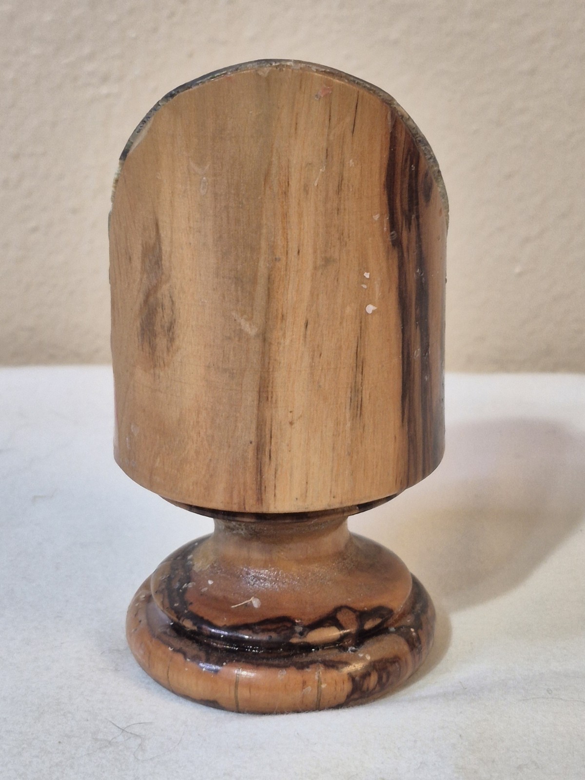 Religious Hand Carved Abalone Holy Family Olive Wood Base “Jerusalem” Statue
