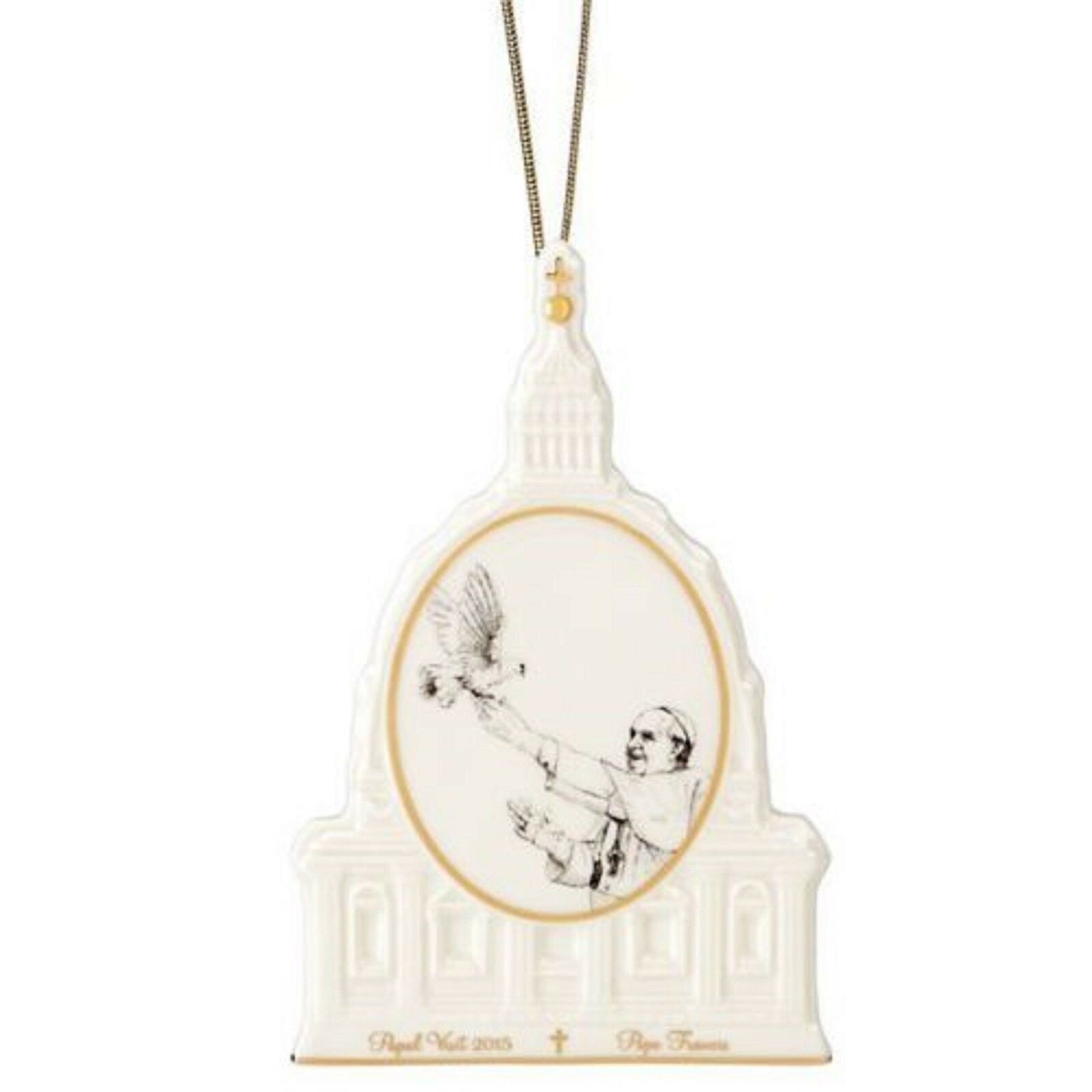 Lenox 2015 Pope Francis Ornament Commemorative Papal Visit Dove Of Peace LE NEW