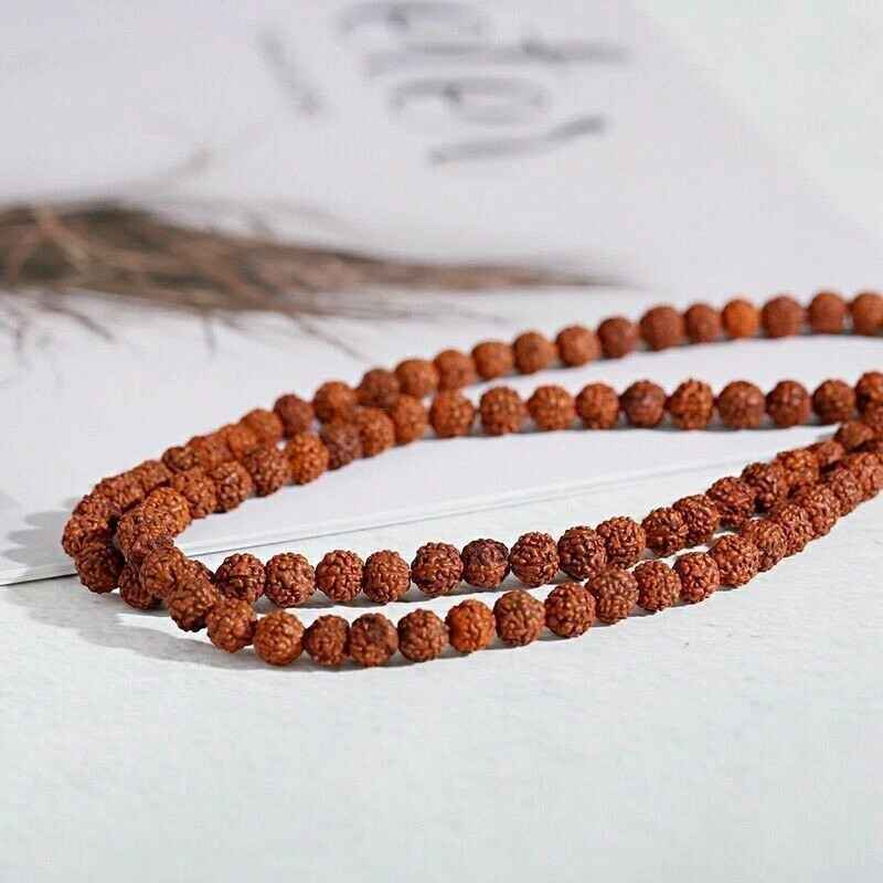 Natural Rudraksha Mala 108 Beads 10mm Bead Prayer Buddhist Necklace