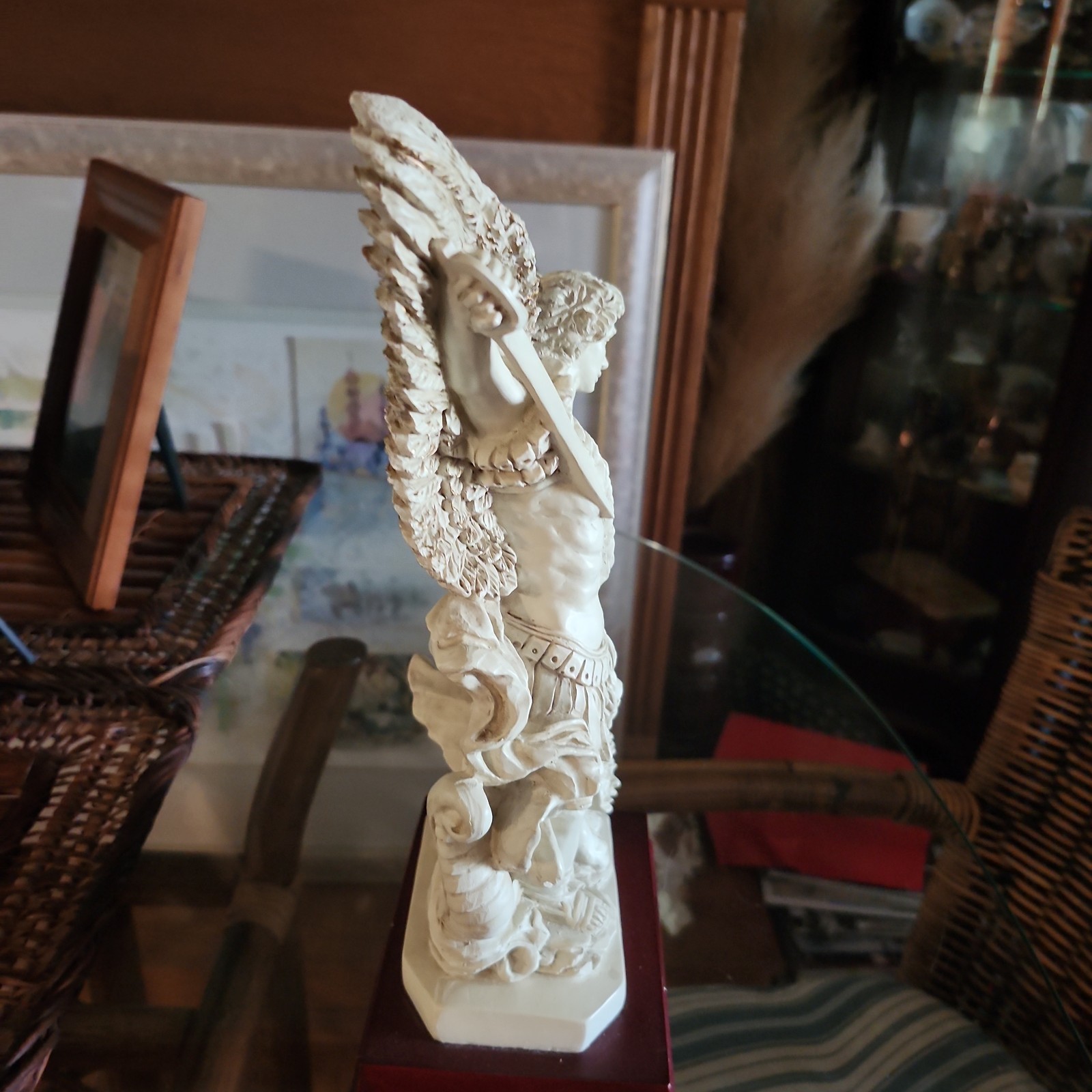 Vintage St Michael Archangel Statue Satan’s Defeat Revelation 20:1-3 12.5″ T x8″
