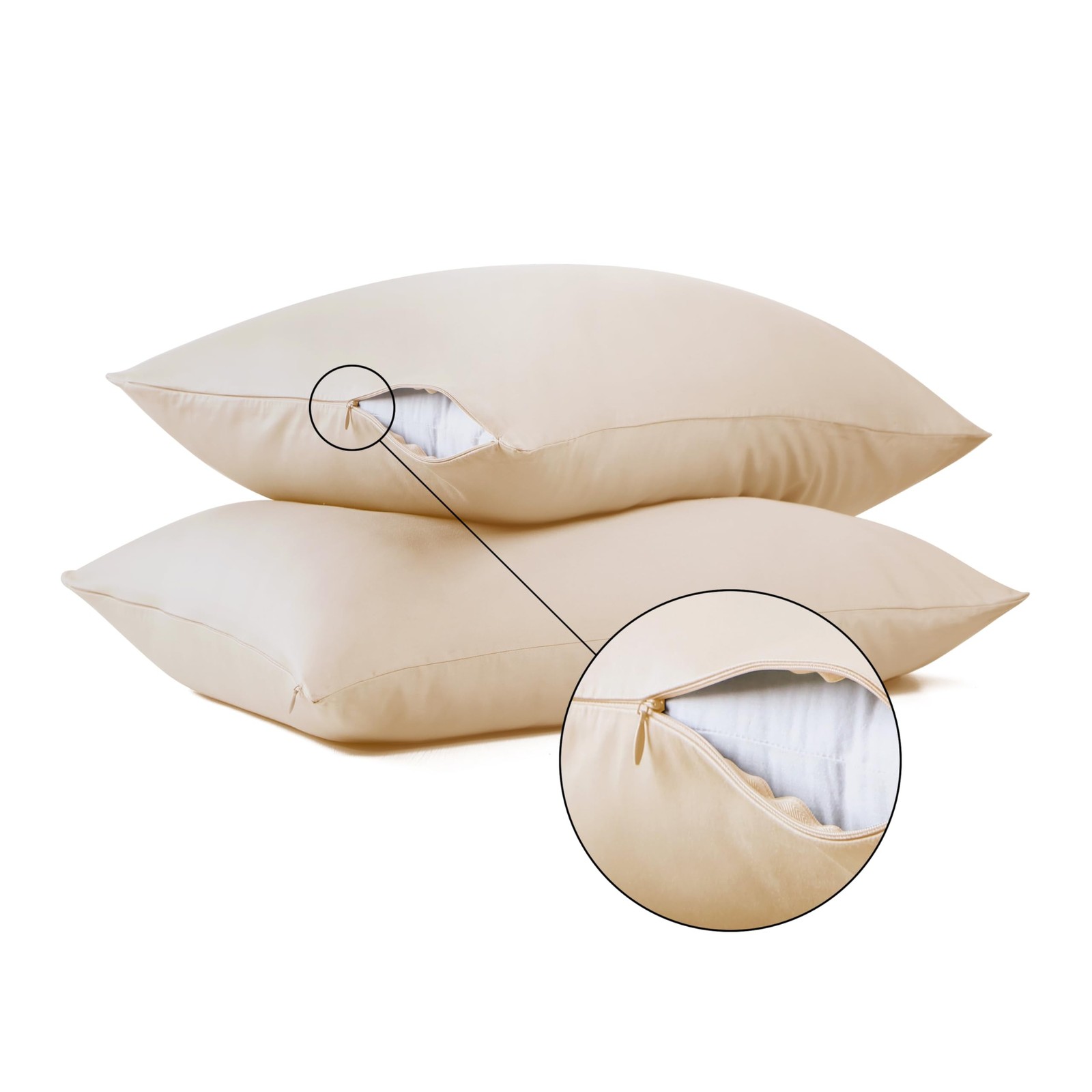 100% Cotton Classic Pillow Protectors with Invisible Zipper, 600 Thread Count…