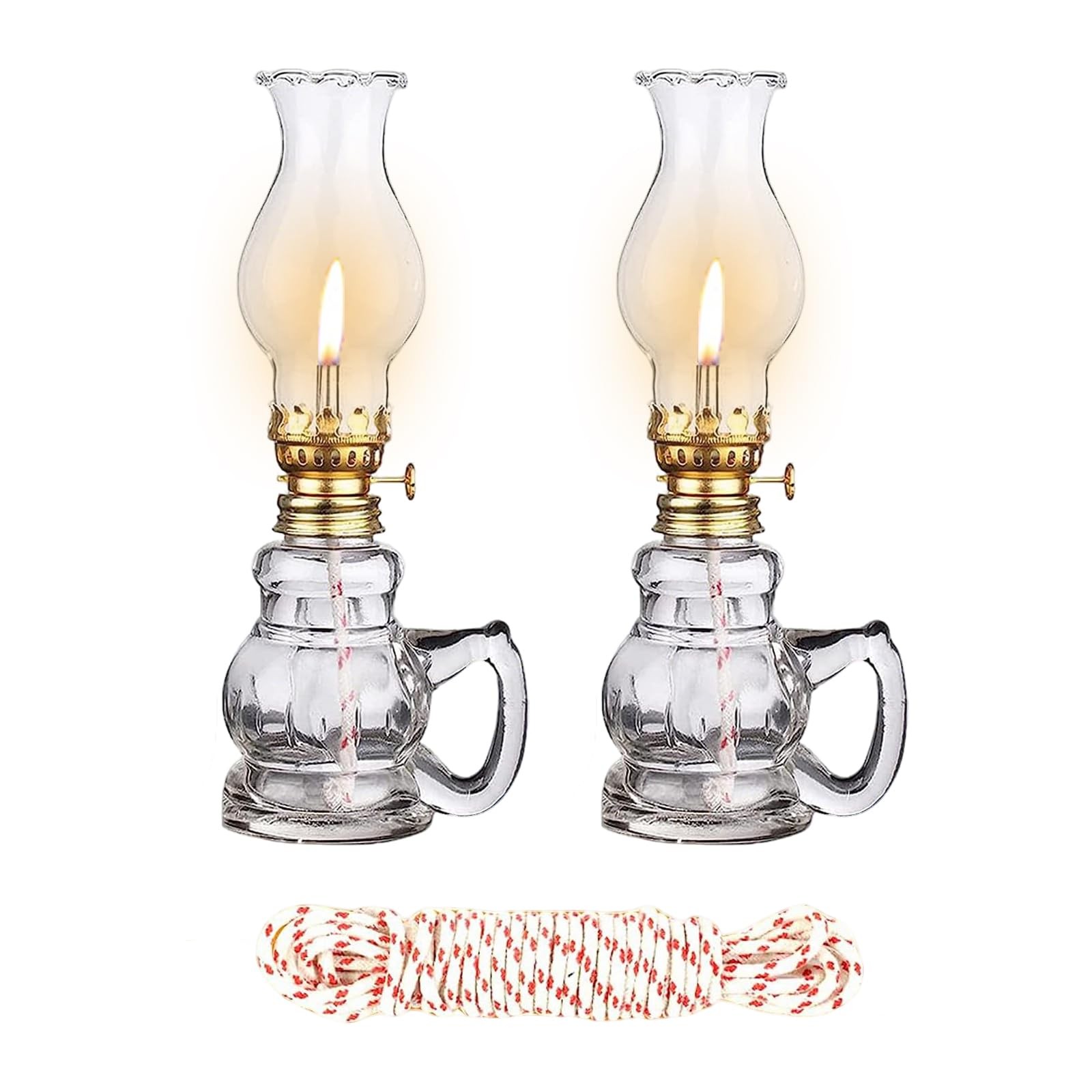 2PCS Chamber Oil Lamp Glass Kerosene Lamps, Vintage Lamps for Clear