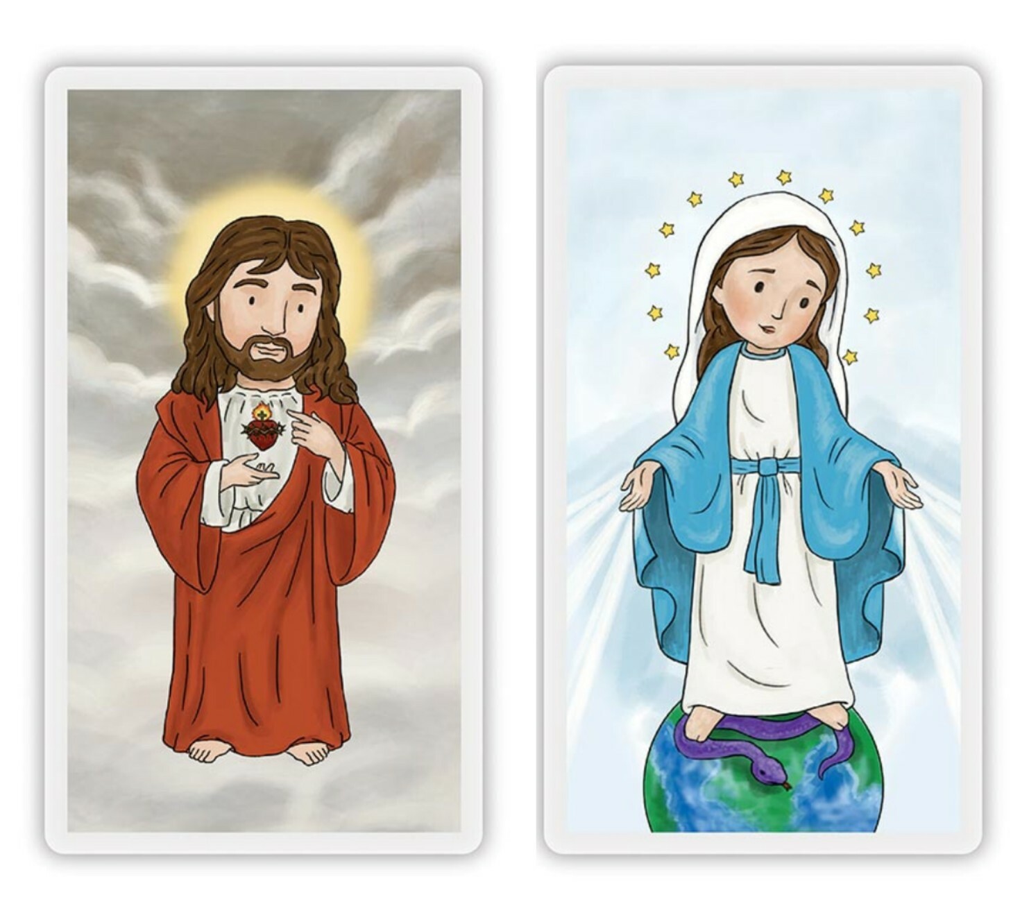 Laminated Children’s “Our Father” and “Hail Mary” Holy Prayer Cards Mini Saints
