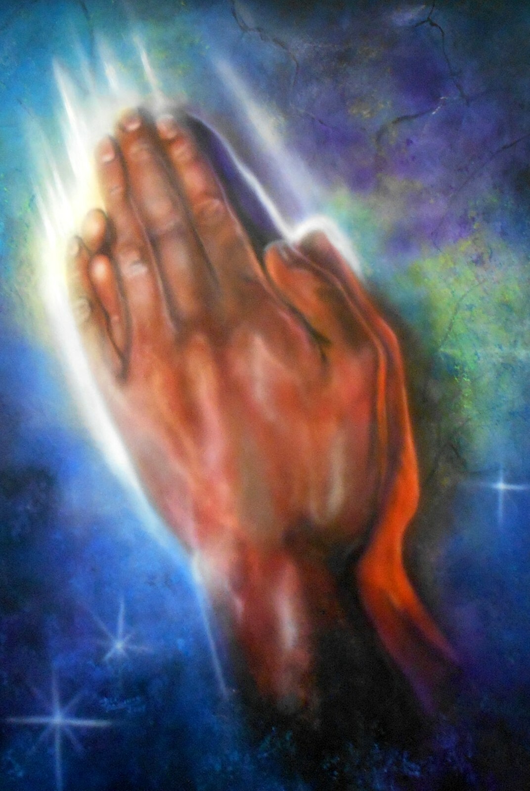 Church Mural,Large Wall Painting,Praying Hands,Vibrant Colors,Airbrushed!
