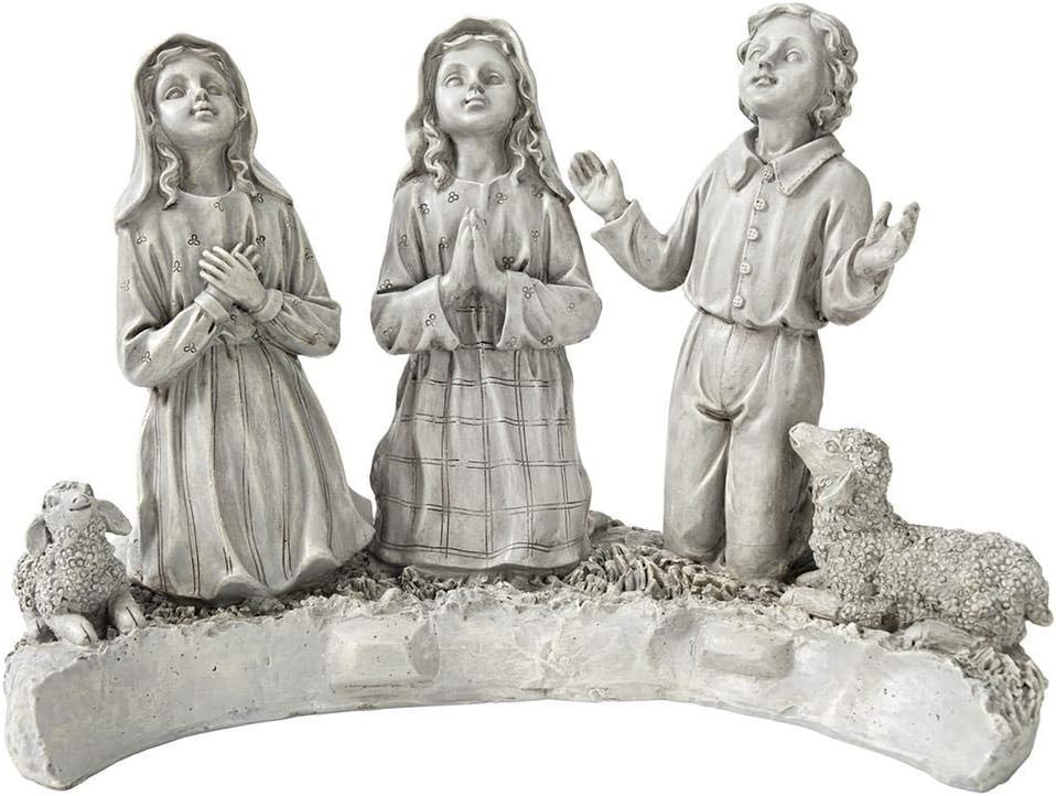 Our Lady of Fatima Religious Garden Statue – 32” Ornate Antique Stone Design