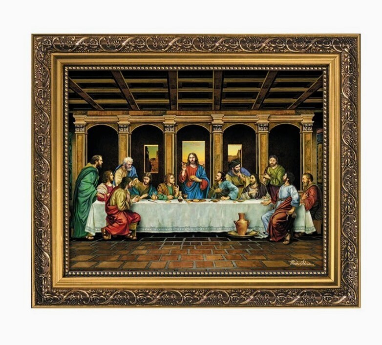 Last Supper of Jesus Christ by Michael Adams Gold Framed Picture 10.5″Wx12.5″H