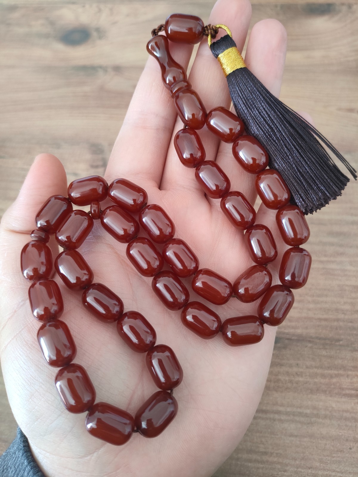 BIG ELEGANT ottoman Islamic Tesbih Prayer 33 Beads Rosary Amber high quality