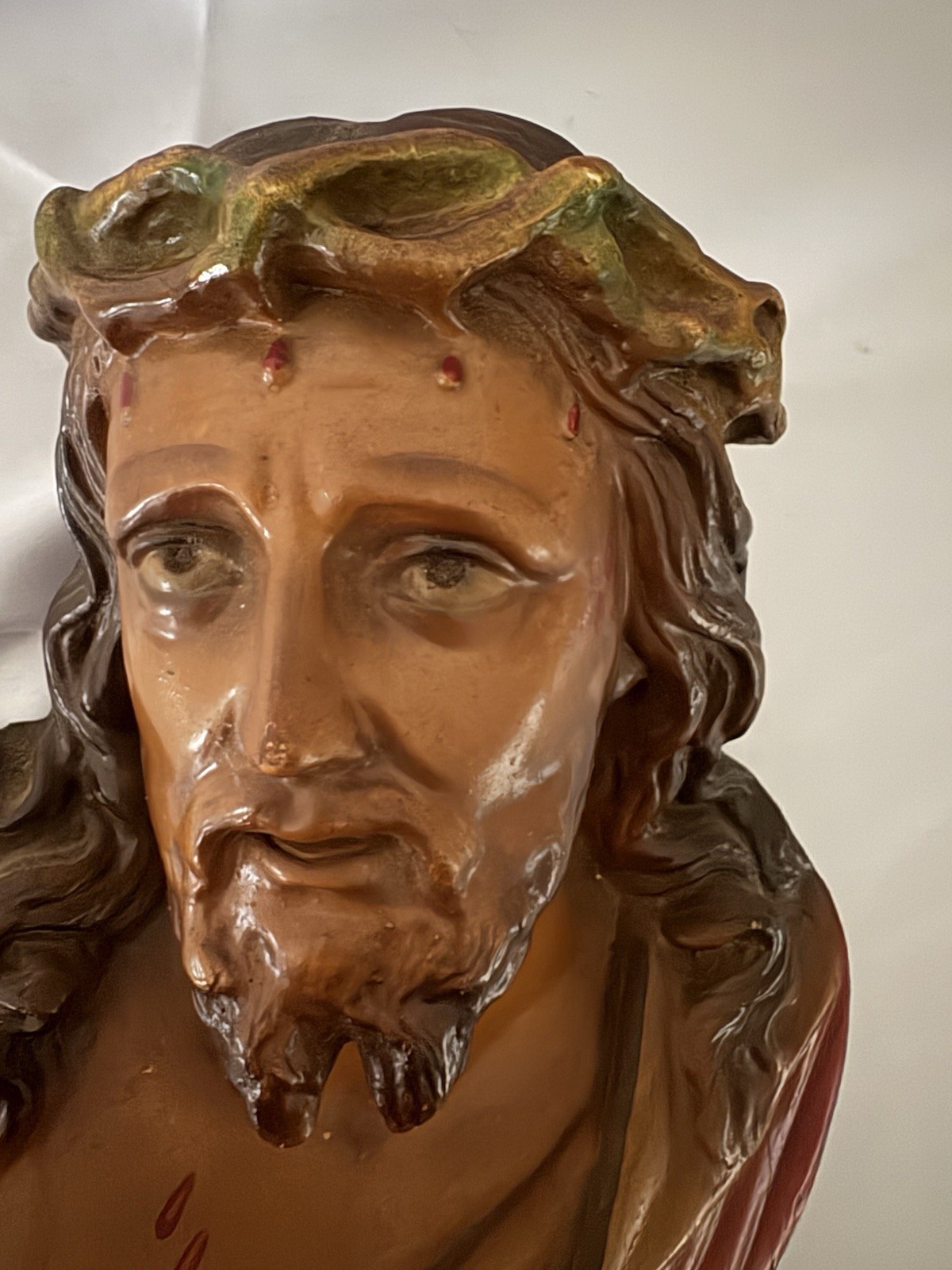 Chalkware Jesus In Agony Crown Of Thorns Vintage