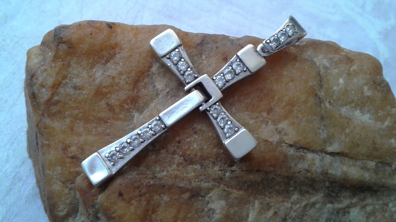 VINTAGE SOLID STERLING SILVER 2 1/8″ 6.3g ARTISAN-STYLE “HINGED” CHRISTIAN CROSS