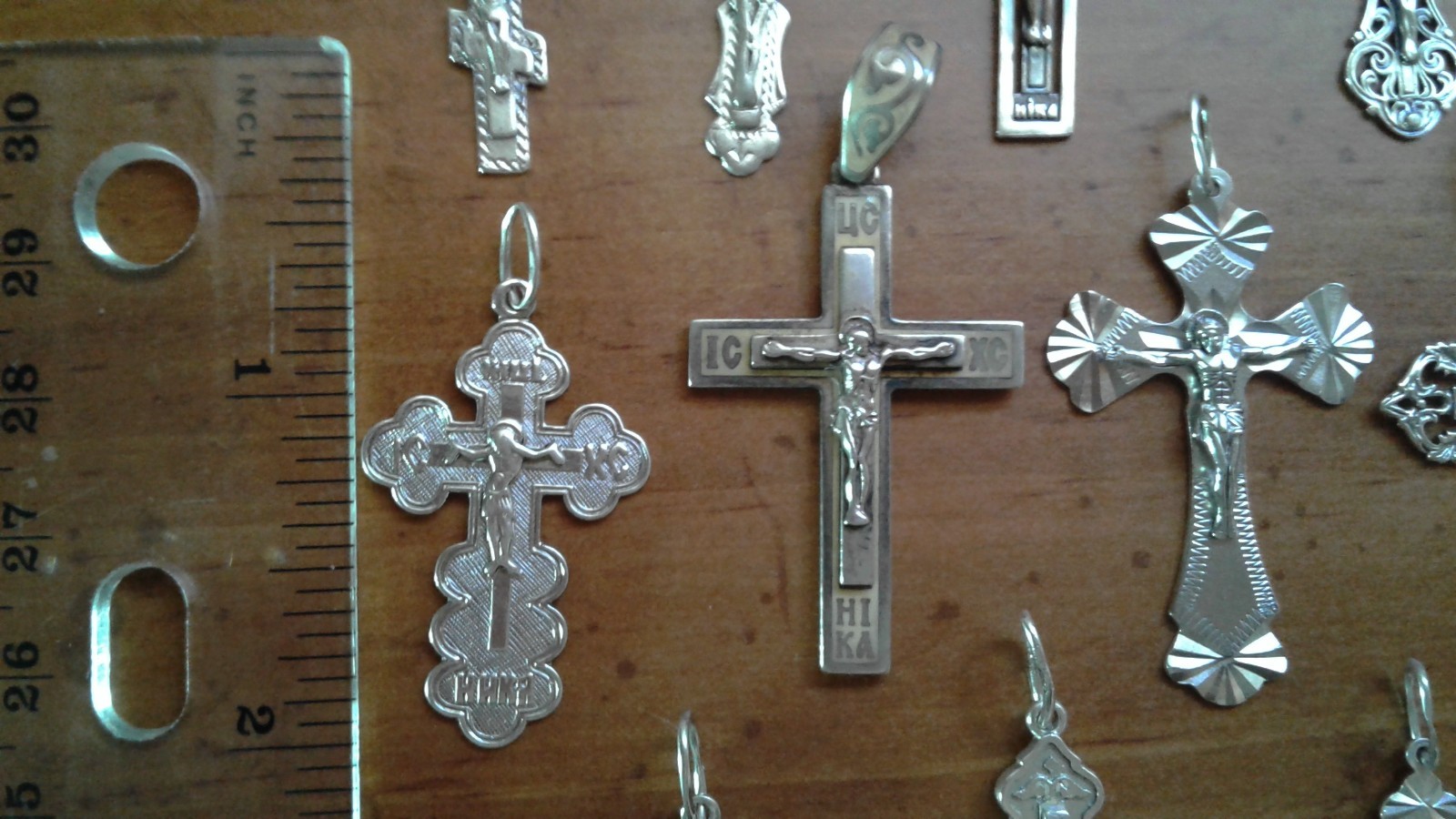 LOT OF 21 VTG ORTHODOX STERLING SILVER CROSSES 48g FOR REFURBISHING /ARTS/CRAFTS