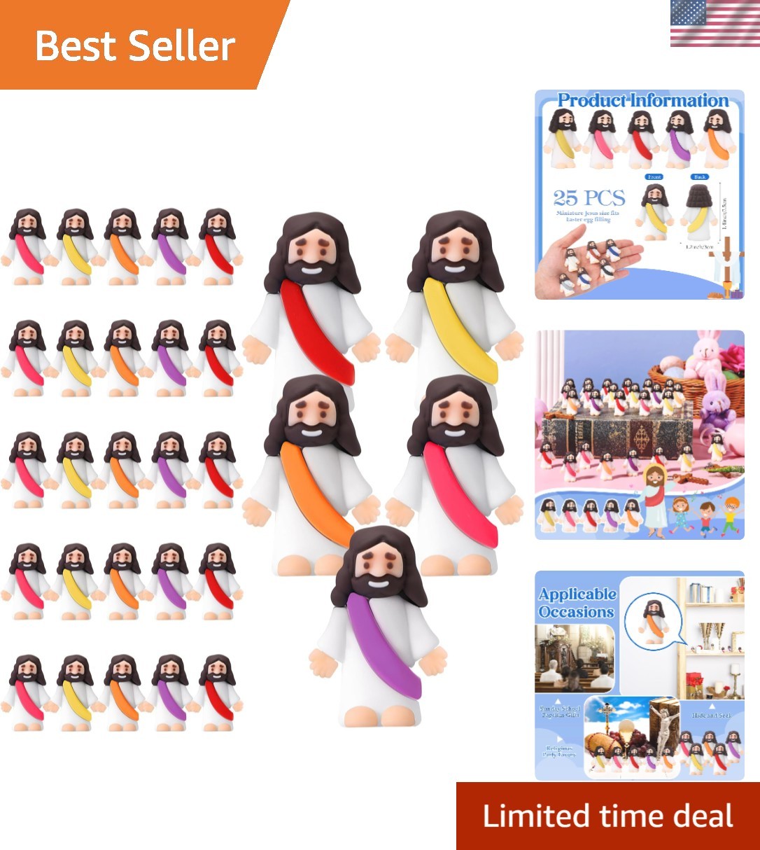 Unique 25-Pack of Bright Jesus Figurines for Easter & Baptism Celebrations