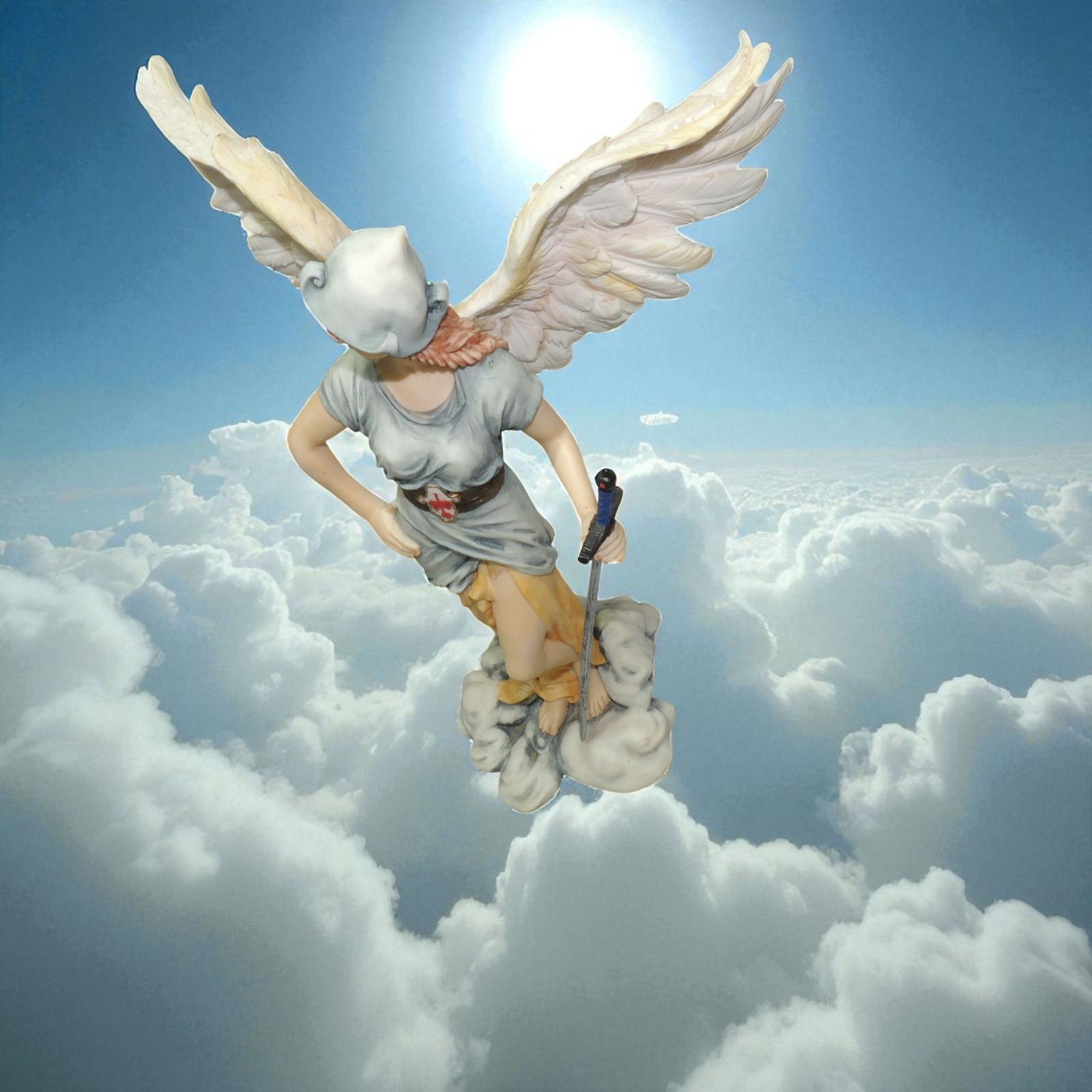 Archangel Gabriel Veronese Statue Hand-Painted Full Color 12″ Wings 2001 Rare