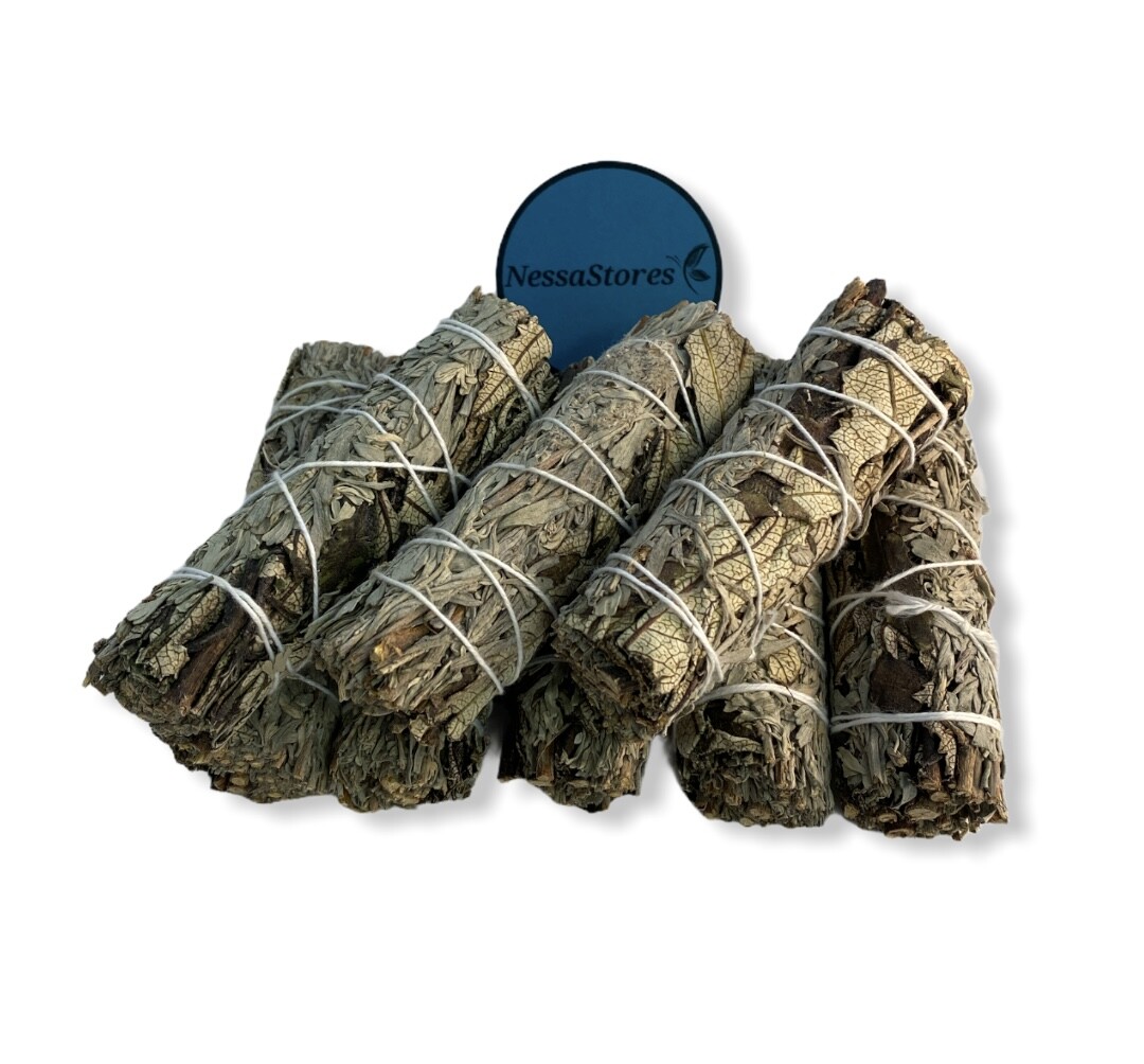 NESSASTORES – Blue Sage + Yerba Santa Smudge Incense 4″ Bundle #JC-202 (32 pcs)