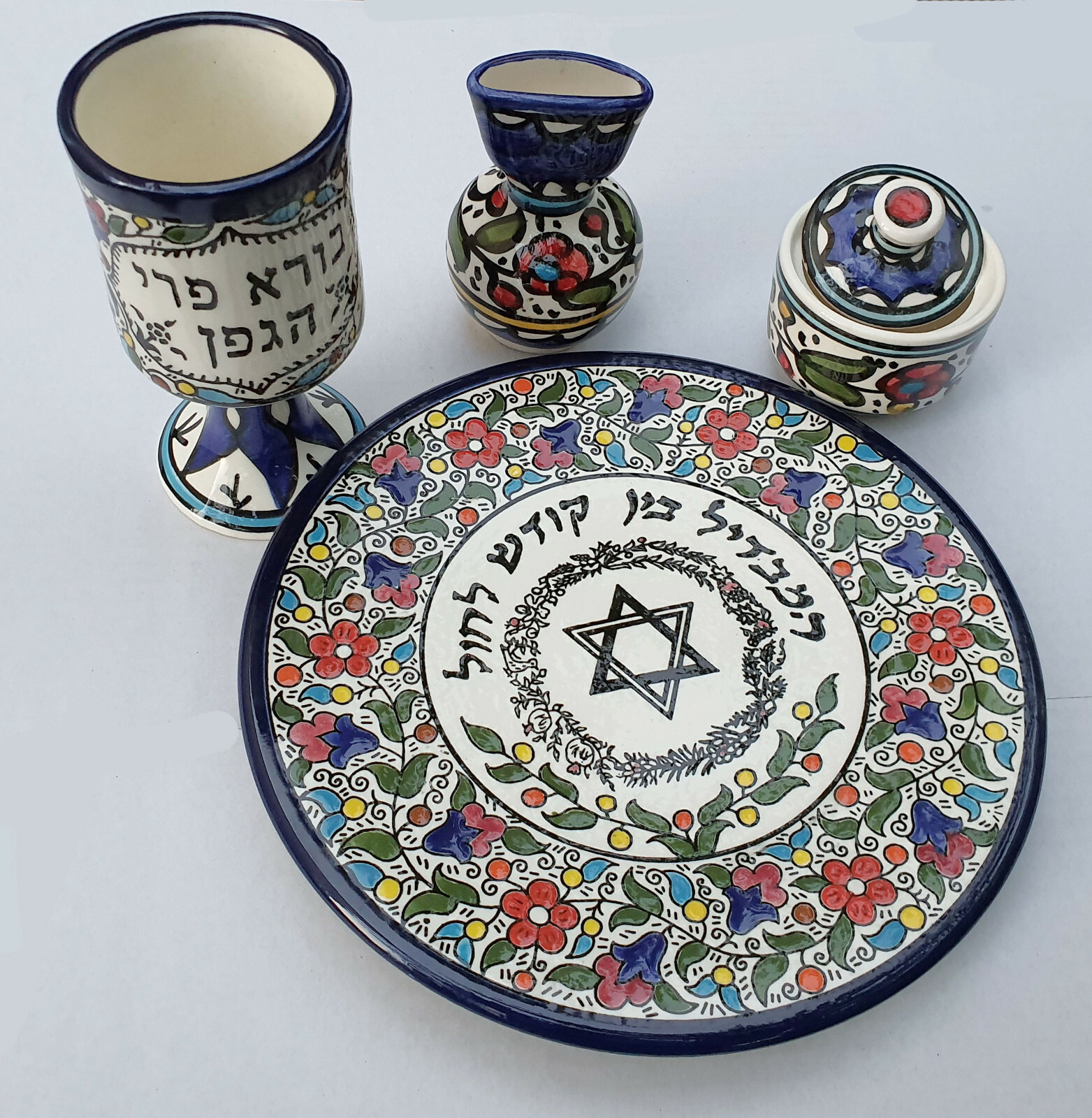 Jerusalem Traditional Ceramic Havdallah Set 8.25″ Plate
