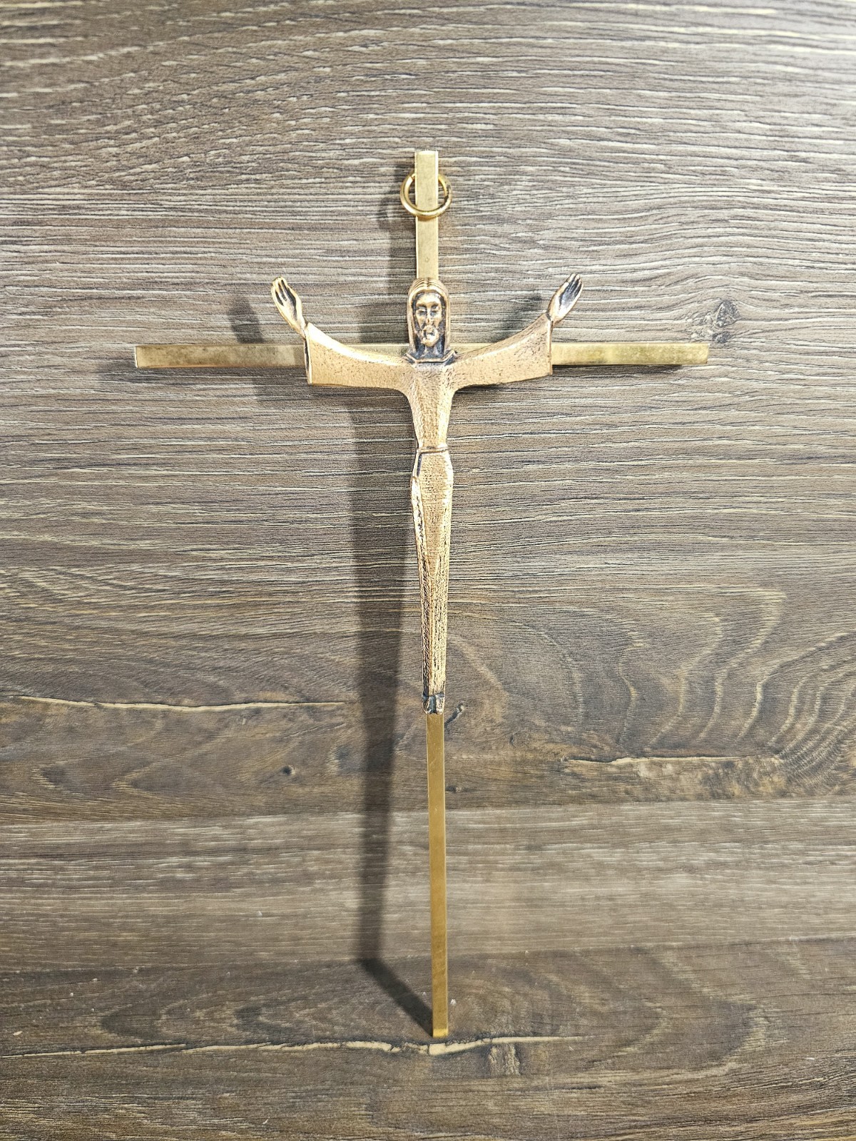 Vintage Antique Ornate Metal Brass Gold Wall Hanging Jesus Christ Crucifix Cross