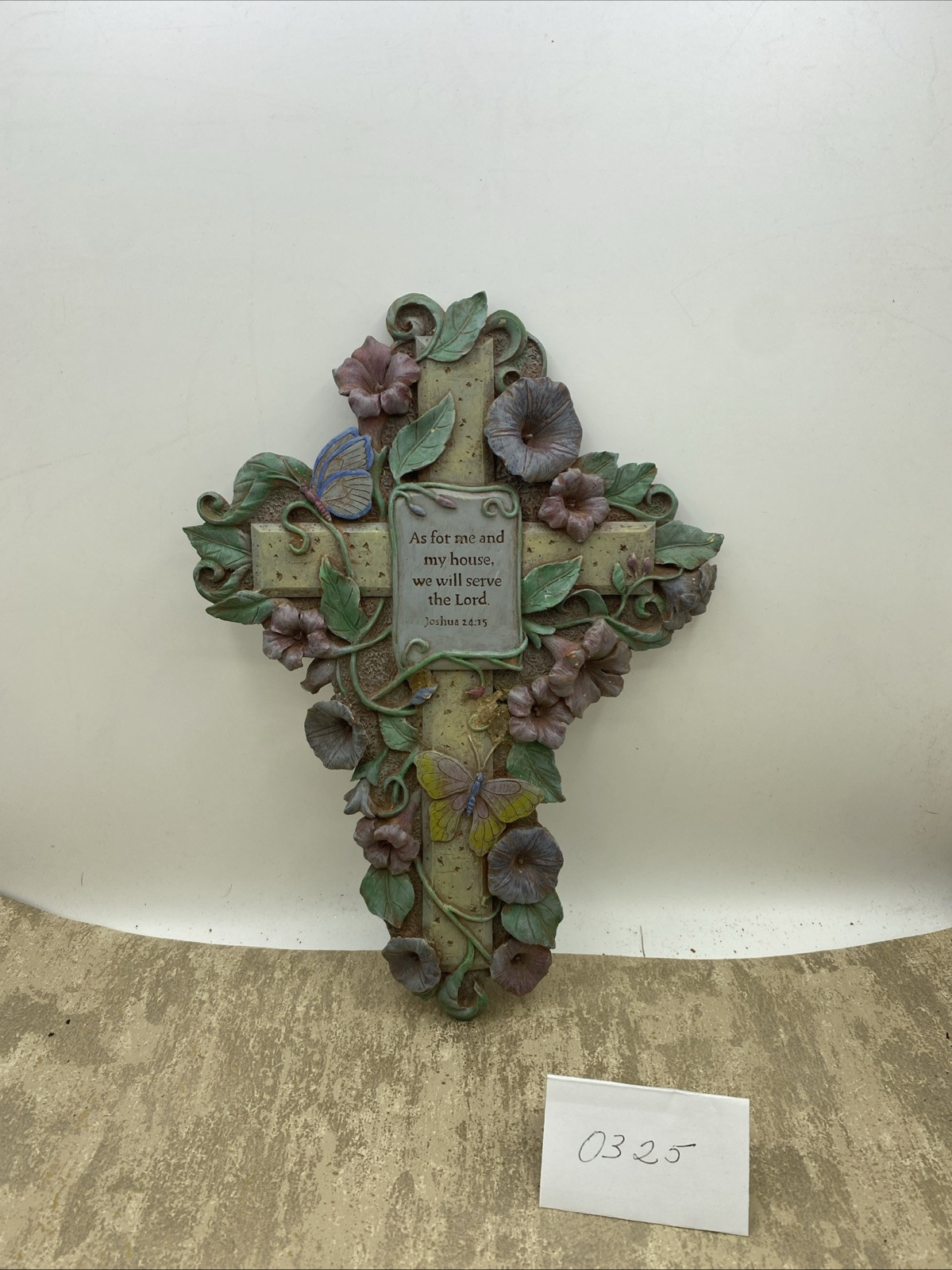 Floral Cross With Bible Verse Joshua 24:15 Wall Plaque New Creative Enterprises