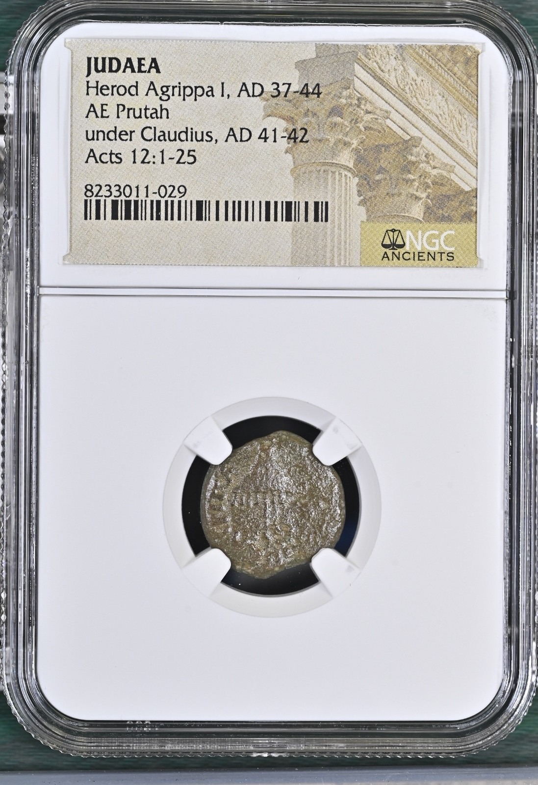 NGC Herod Agrippa I AD37-44 King of Judaea Bronze Prutah Mid Grade Biblical Era