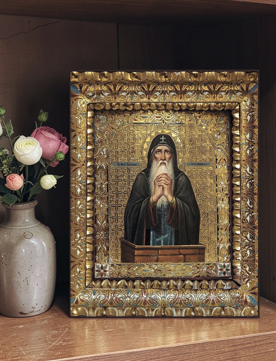 Orthodox Icon Saint Simeon Stylites the Elder-Pillar Dwelling 30×39 cm (12″x15″)