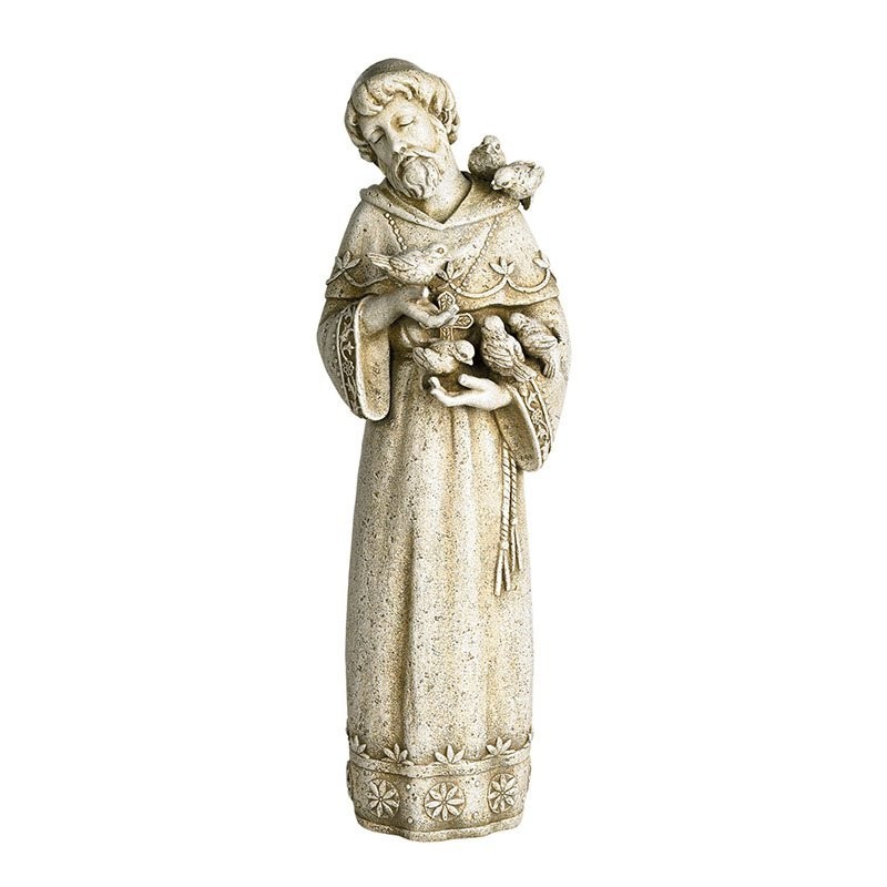 23 Inch Saint Francis Garden Statue Stone Finish Outdoor Religious Decorative