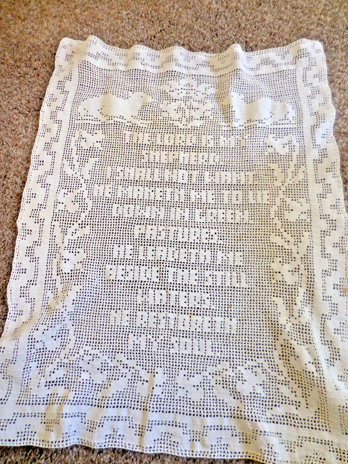 Vtg Biblical Psalms 23 Wall Art Handmade Crochet Framed 23″ X 18″