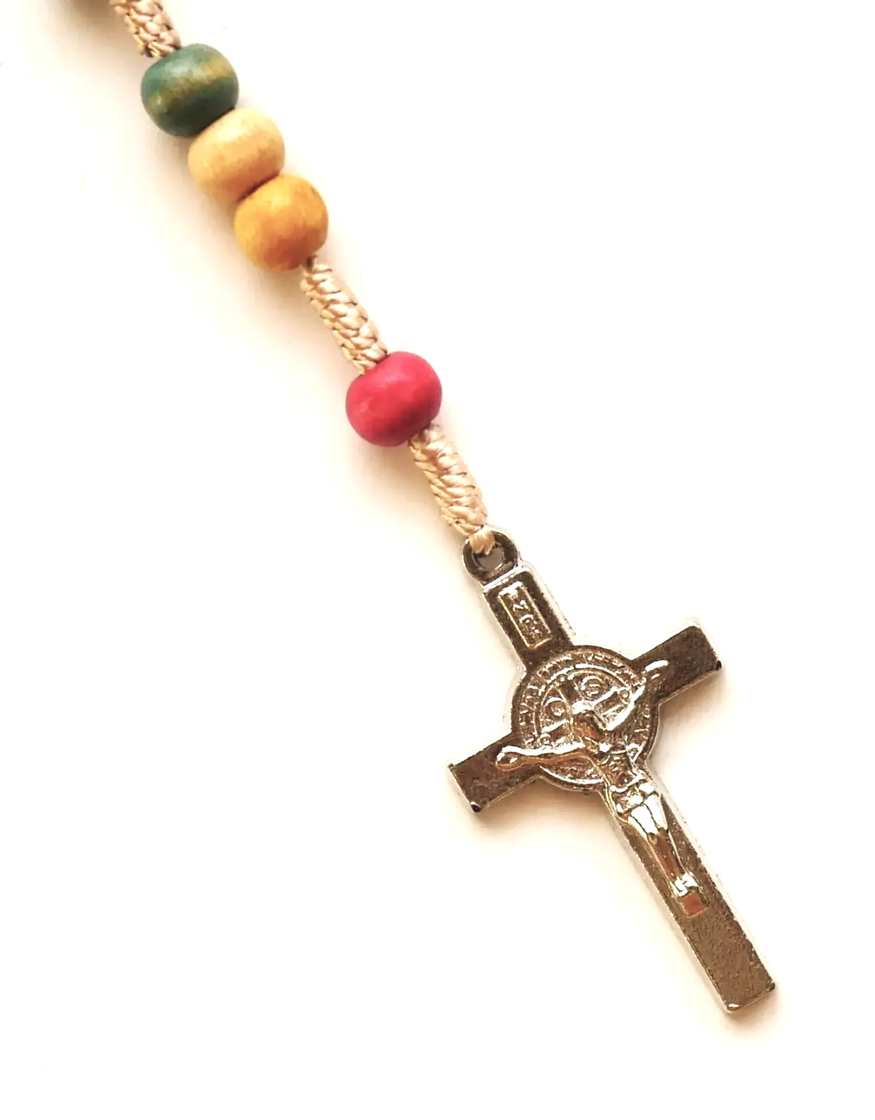 Multicolor Saint Benedict Wood Pocket Rosary