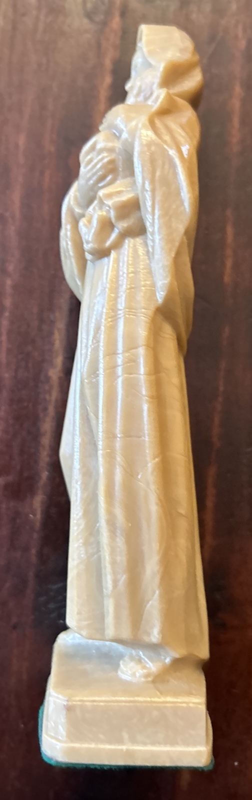 Vintage Molded Plastic Carved Wood Look Virgin Mary Madonna & Child 6” Statue