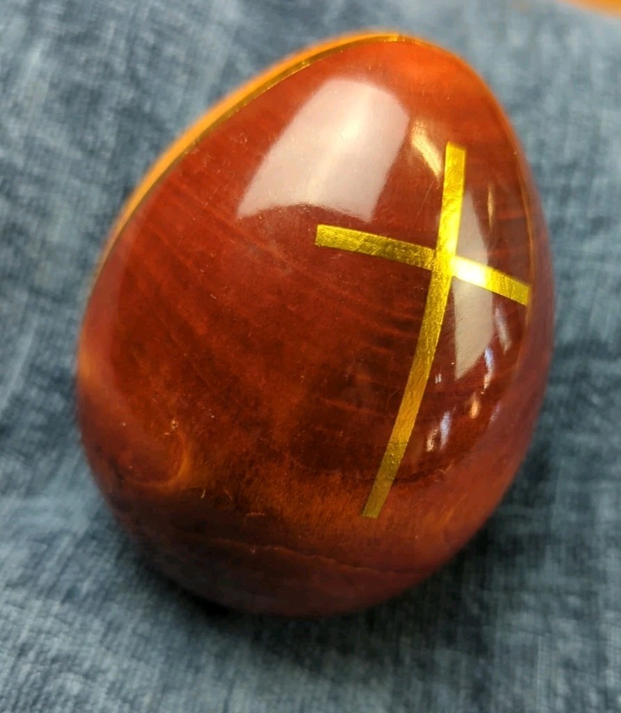 Russian Orthodox Church Wood Egg Mother And Child Religious Icon Hand Painted