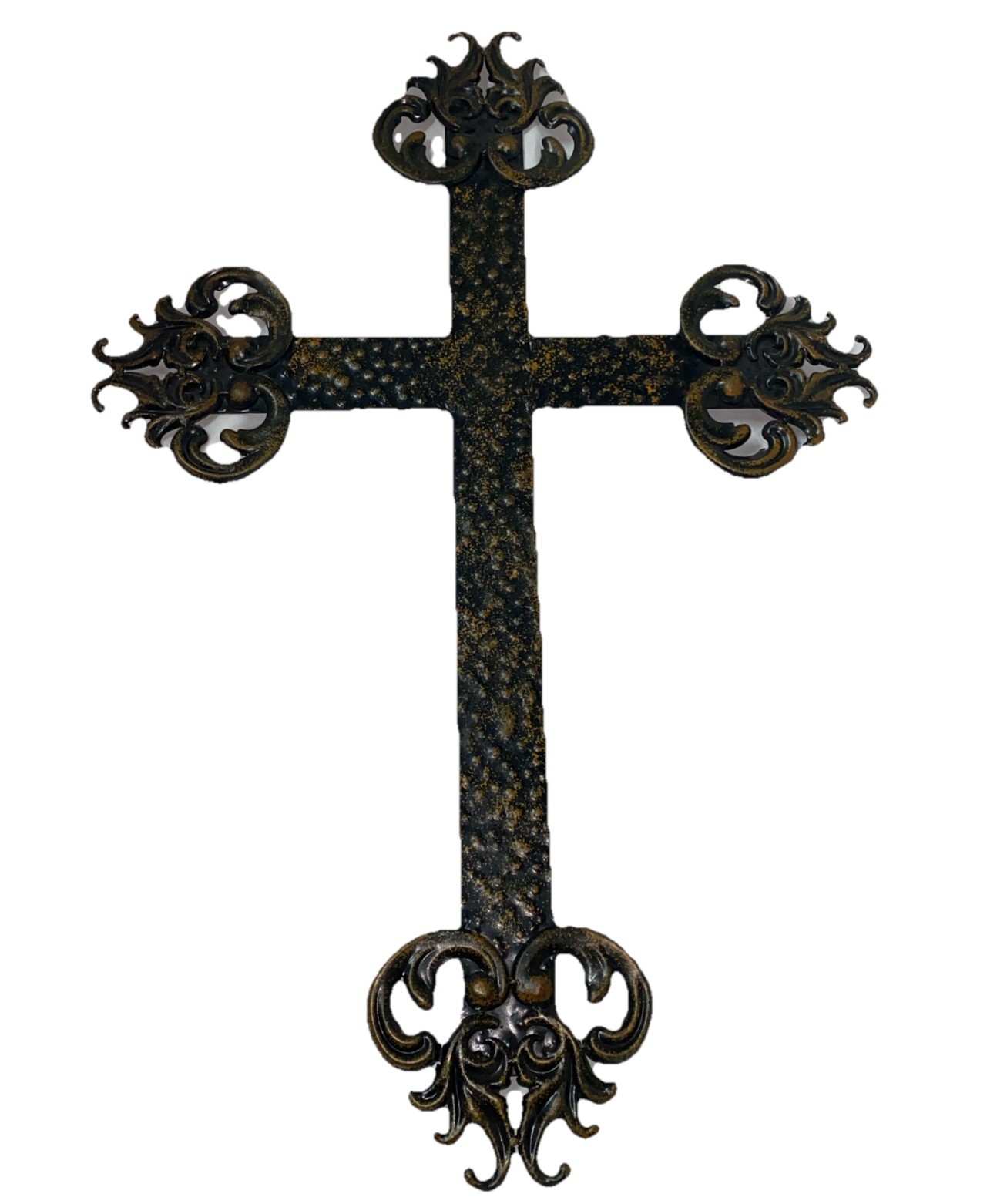 large Metal hammered distressed CROSS wall mount hanging 27″ tall x 18.5″ wide