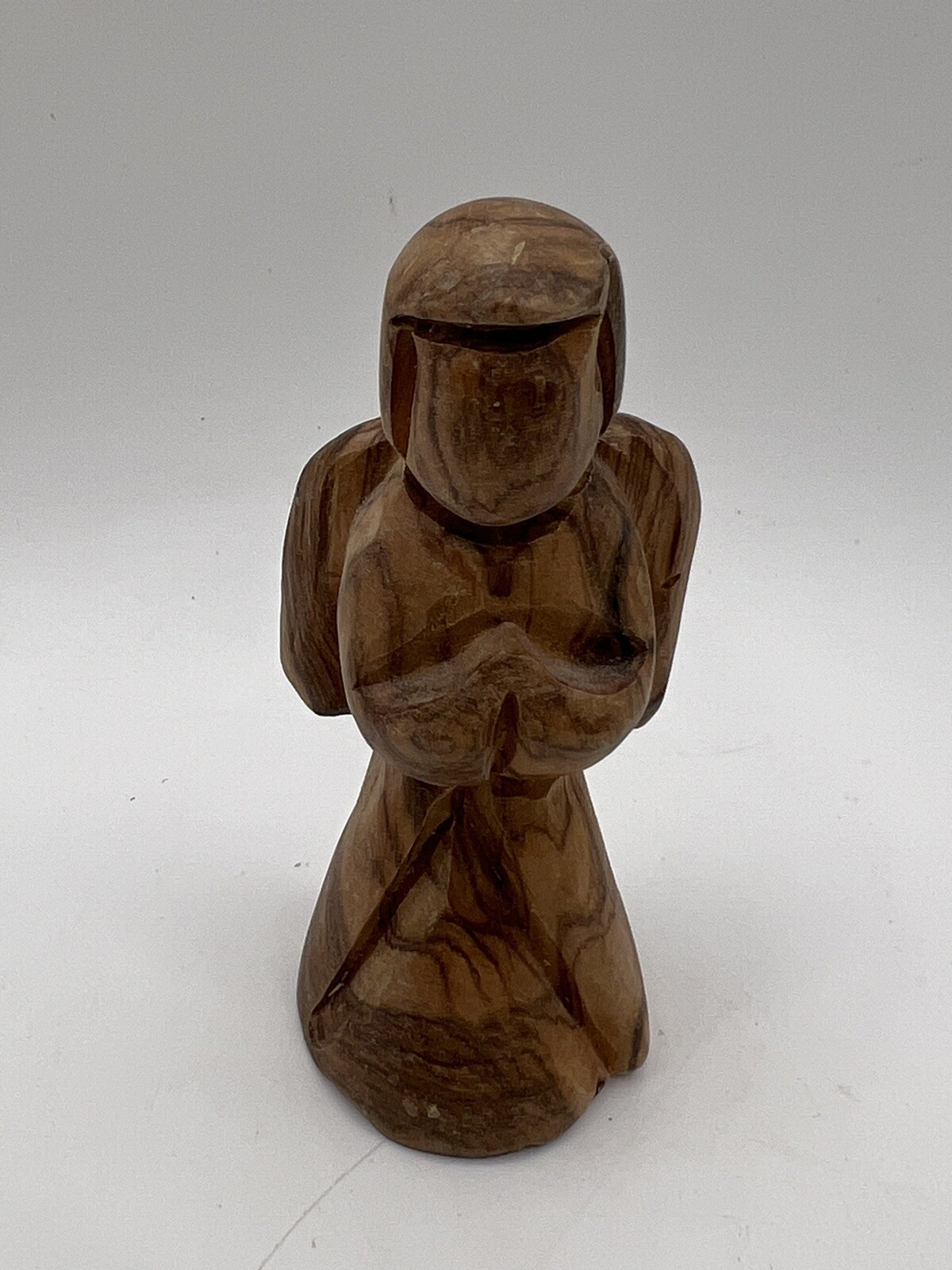 Olive Wood Praying Angel Hand-Carved Statue Made In Jerusalem 3 1/2”