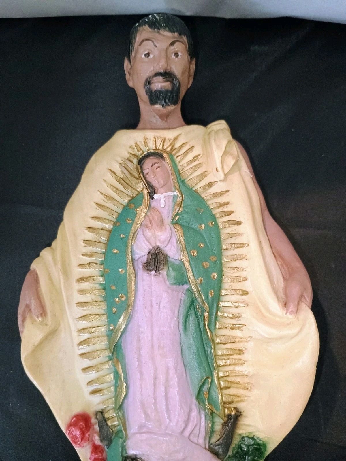 St. Juan Diego W/ Our Lady Of Guadalupe Polyresin Statue 11″ 3 lbs. Vintage