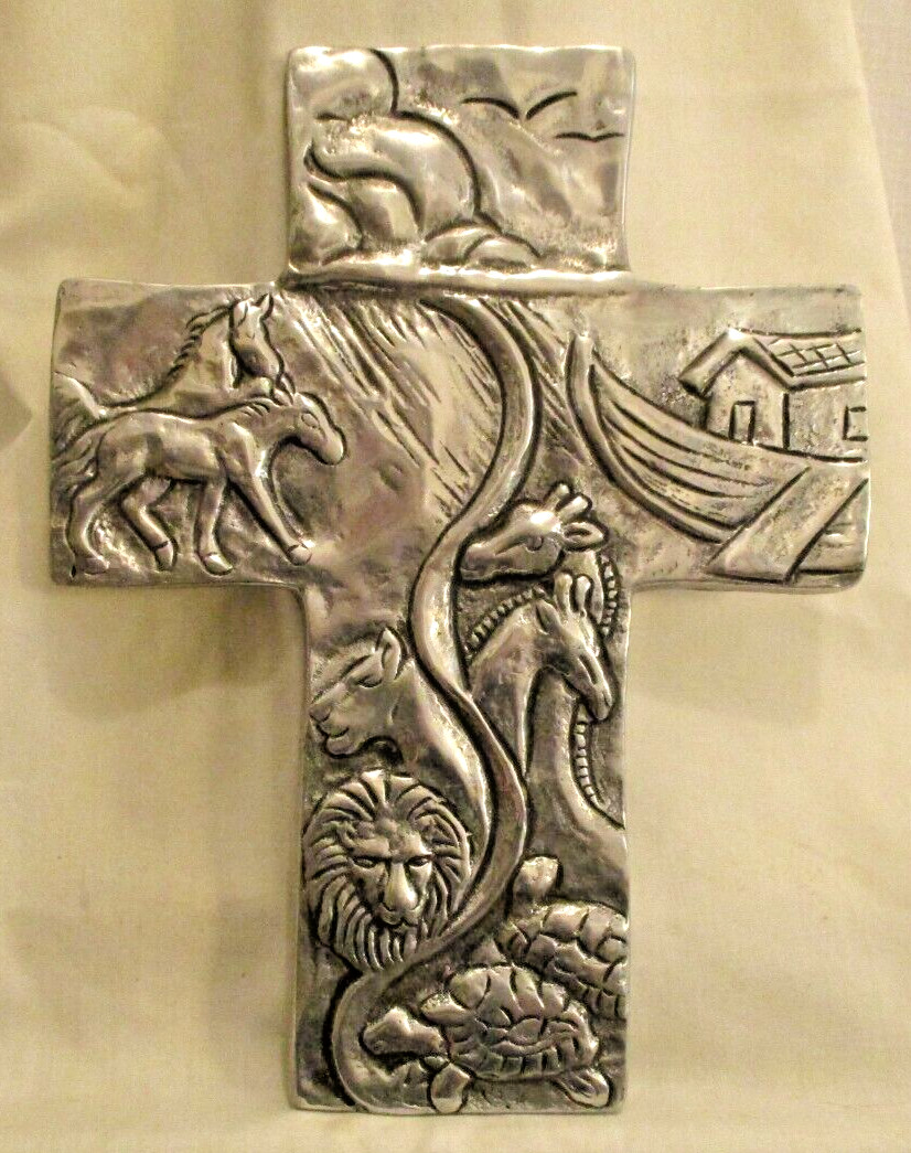 Noah’s Ark Silvertone Cross 9.5 in x 7.25 in by A La Carte 1995 (SKU# 1714)
