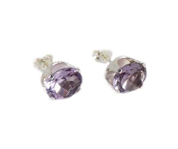19thC Antique 4¼ct Scotland Amethyst Stud Earrings: Ancient Celt Druid Talisman
