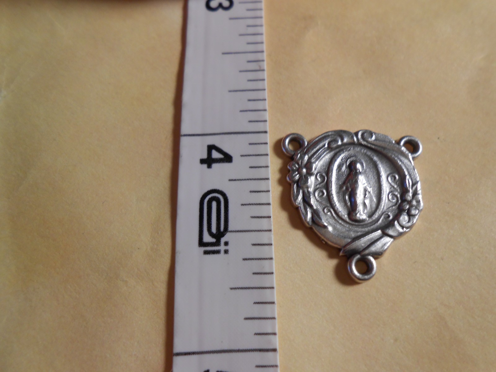 Fancy Miraculous Oxidized Silver Tone Rosary Centerpiece