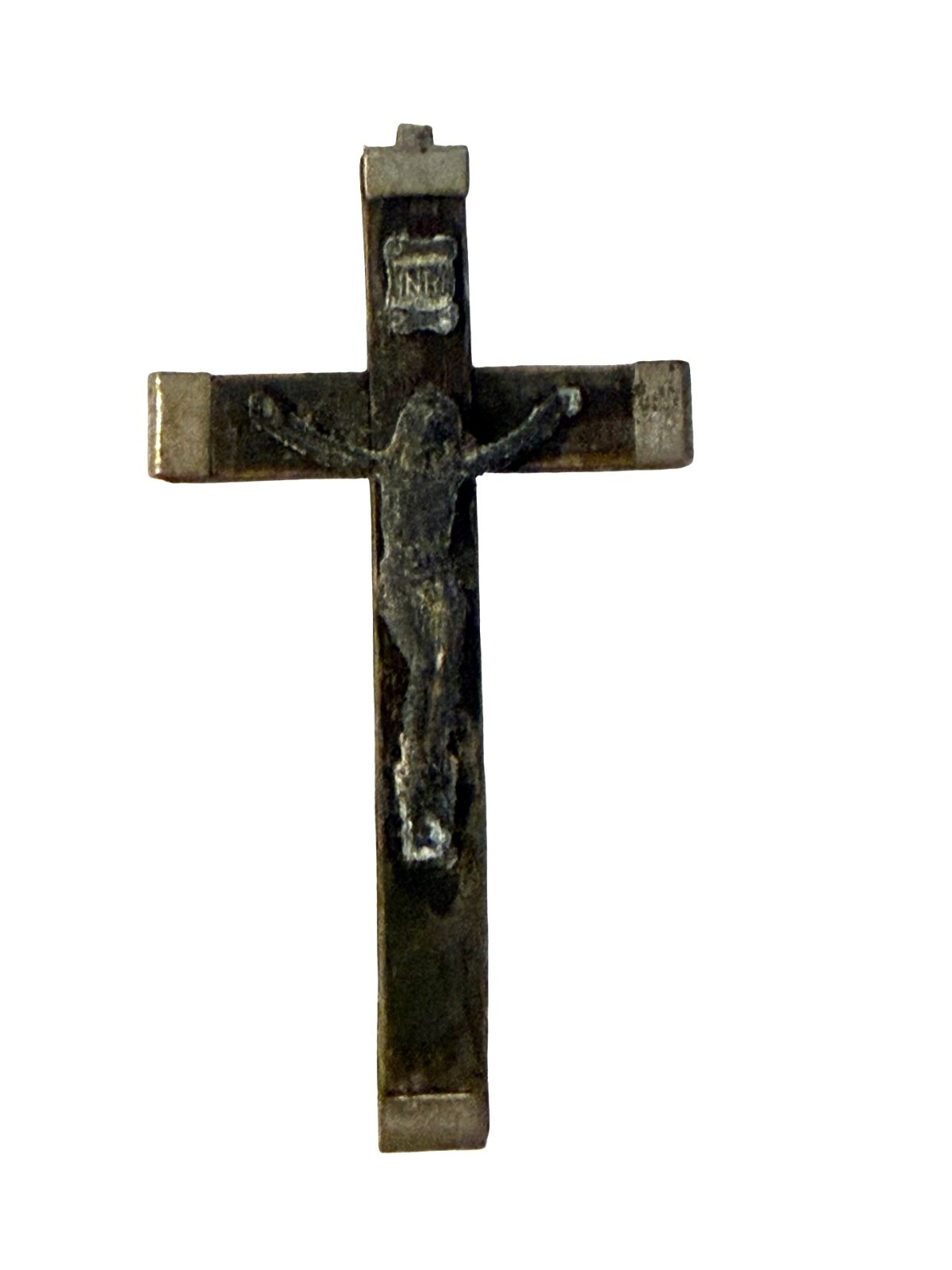 Vintage Italian Crucifix Cross Pendant Jesus INRI Religious Catholic Italy
