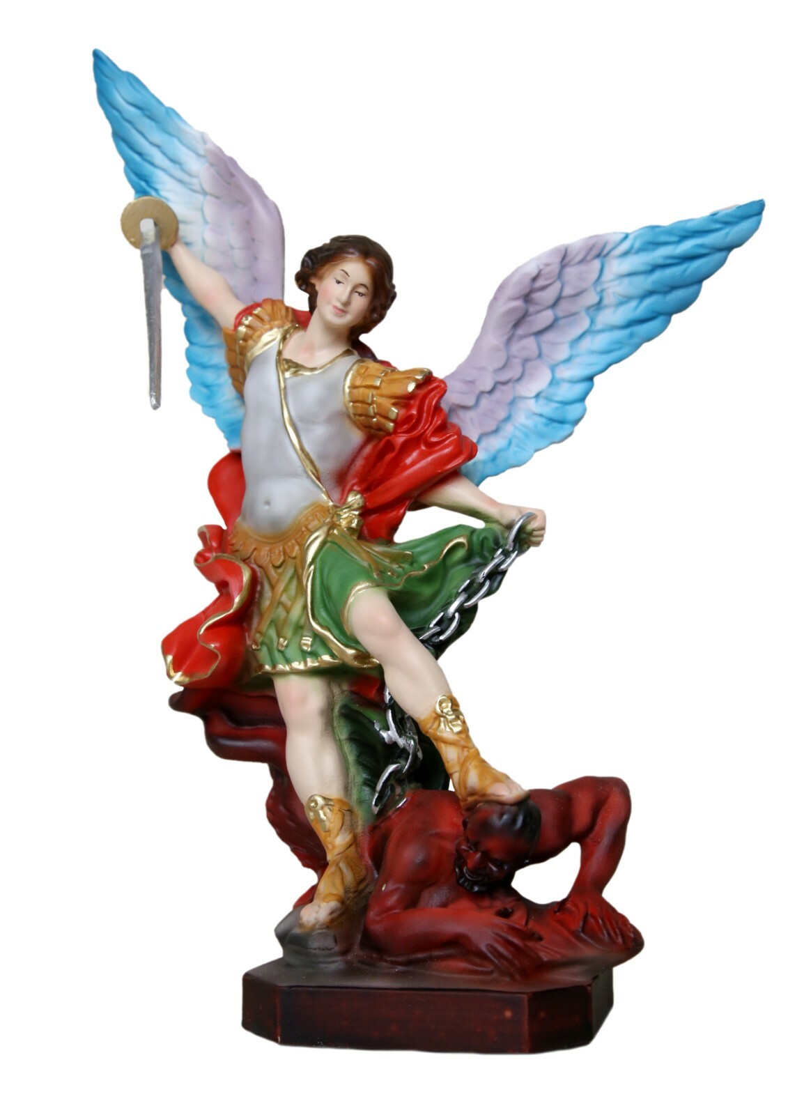 Saint Michael Resin Statue Height 20 Cm (7.87”) With Wings 28 Cm (11.02”)
