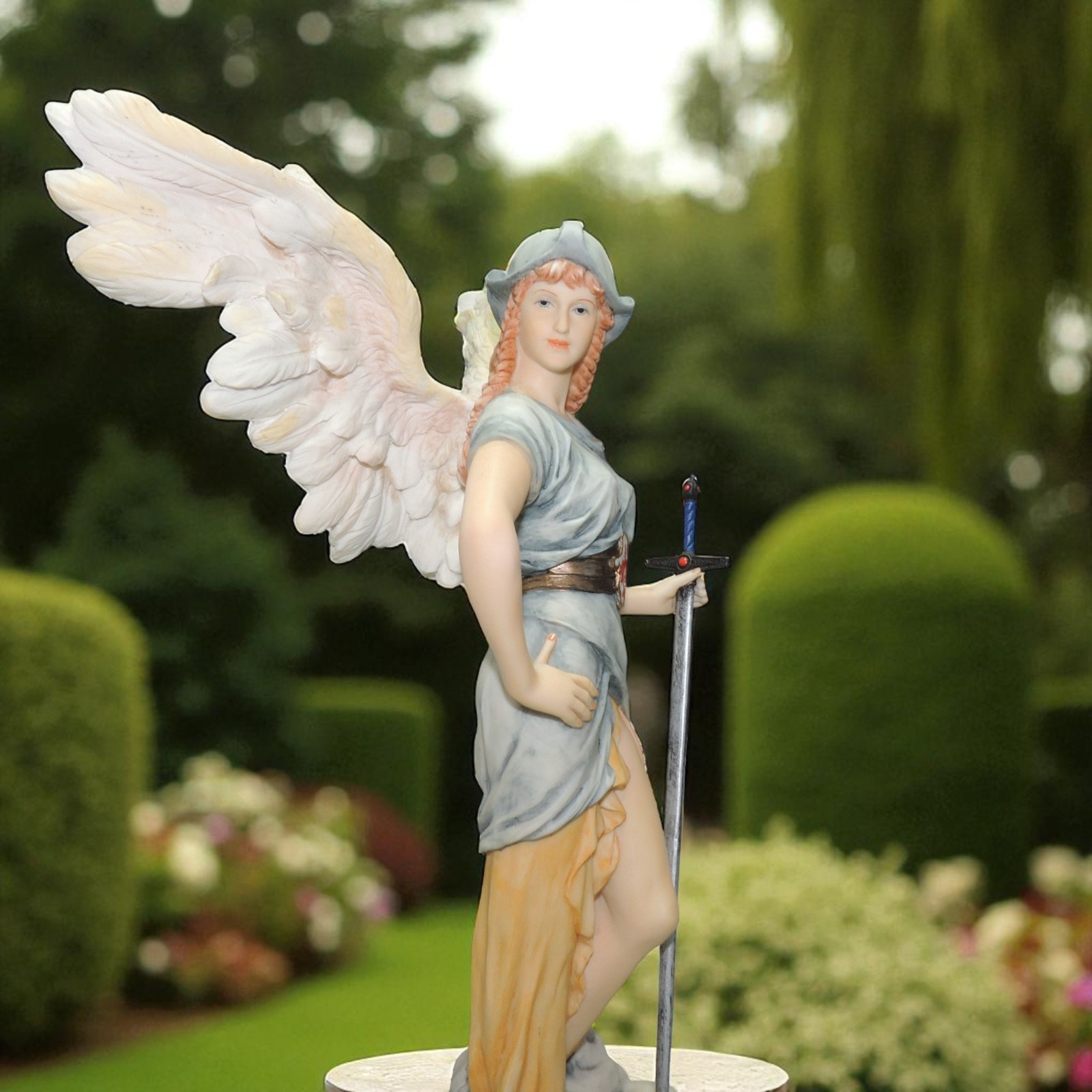 Archangel Gabriel Veronese Statue Hand-Painted Full Color 12″ Wings 2001 Rare
