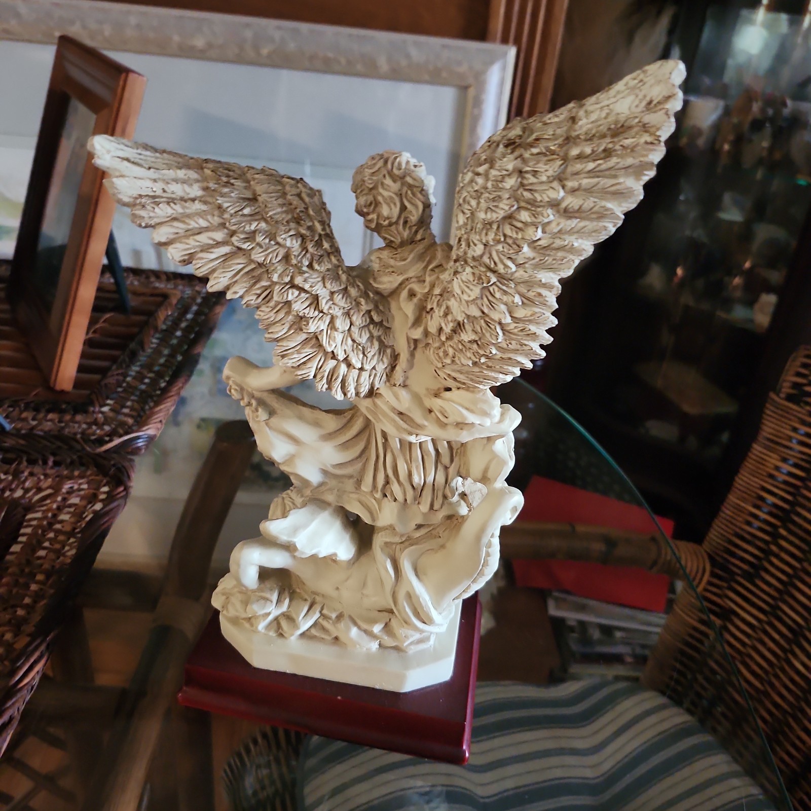 Vintage St Michael Archangel Statue Satan’s Defeat Revelation 20:1-3 12.5″ T x8″