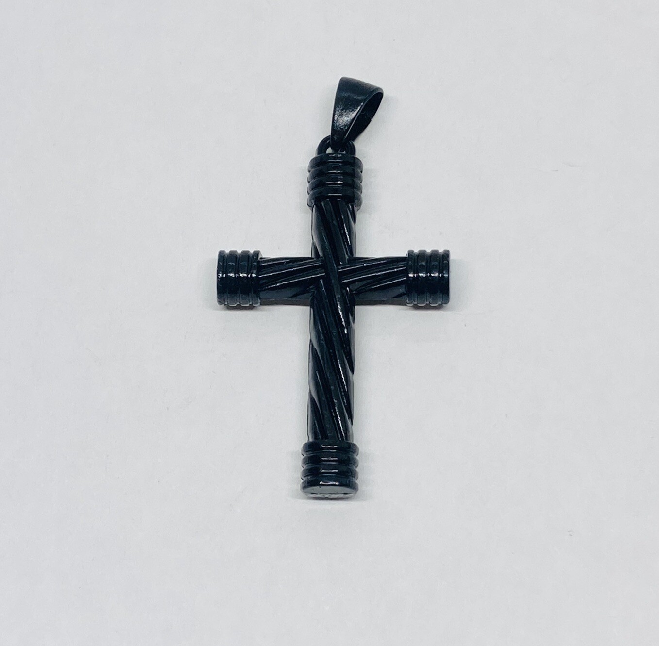 Modern Style Crucifix Cross Religious Pendant 1.75” Black Alloy Metal Decor 20